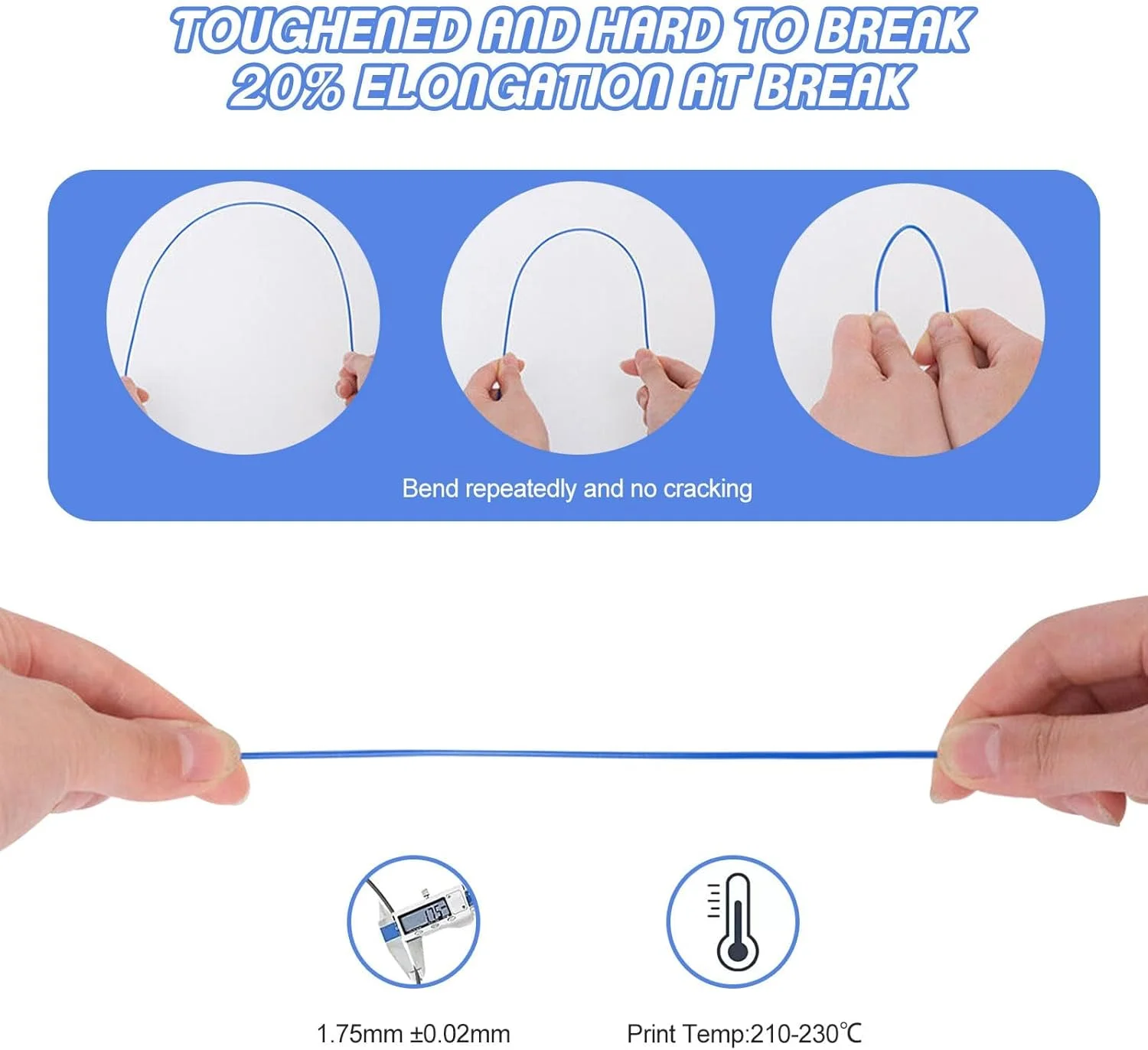 مجموعه ۳۰ رنگ فیلامنت PLA برای قلم سه بعدی، فیلامنت ممتاز ۱.۷۵ میلی‌متری برای پرینتر سه بعدی/قلم سه بعدی، طول هر رنگ ۵ متر، مجموعاً ۱۵۰ متر، غیر سمی، فیلامنت چاپ روان برای کودکان (قلم سه بعدی شامل نمی‌شود)