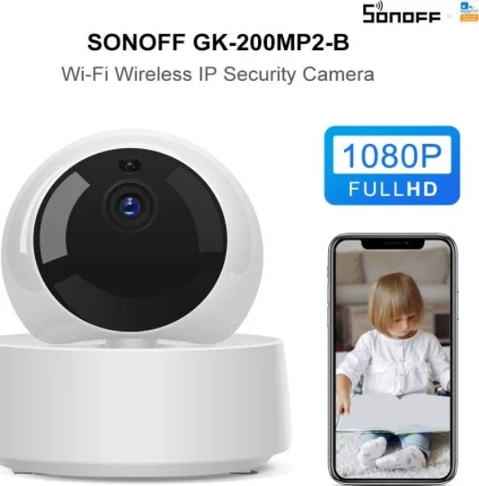 دوربین هوشمند وای فای 1080P HD امنیتی داخلی سونوف، با دید در شب IR، تشخیص حرکت، صدای دو طرفه، مانیتور از راه دور، سازگار با کلیدها و پریزهای هوشمند | GK-200MP2-B