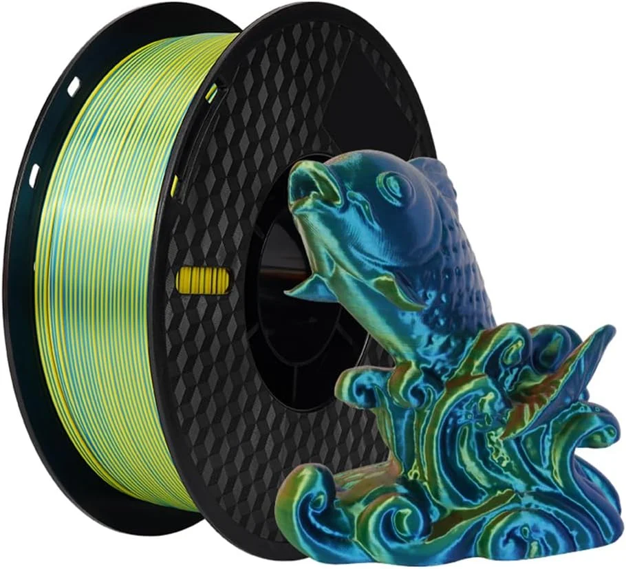 فیلامنت پرینتر سه بعدی PLA فاوونو 1 کیلوگرم 1.75 میلی متر سه رنگ ابریشمی PLA، مواد چاپ سه بعدی تجزیه پذیر سازگار با محیط زیست، دقت ابعادی قرقره +/- 0.03 میلی متر استاندارد 1 رول - قرمز زرد آبی