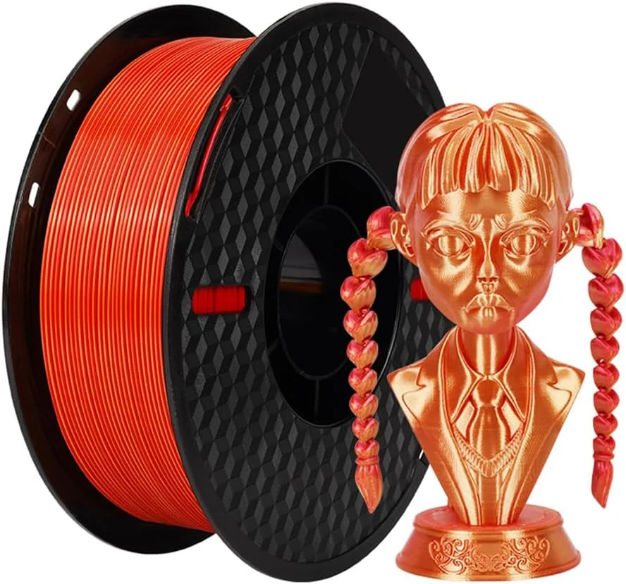 فیلامنت PLA پرینتر سه بعدی Fawoonu، ۱ کیلوگرم، ۱.۷۵ میلی متر، سه رنگ ابریشمی، مواد پرینت سه بعدی، قابل تجزیه، سازگار با محیط زیست، دقت ابعادی +/- ۰.۰۳ میلی متر، ۱ رول استاندارد - قرمز و طلایی