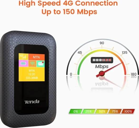 مودم همراه 4G LTE تندا مدل 4G185: سرعت انتقال 150 مگابیت بر ثانیه، باتری 2100 میلی آمپر، تک بانده، پشتیبانی تا 10 کاربر | 4G185 V2.0 مودم همراه 4G LTE تندا مدل 4G185: سرعت انتقال 150 مگابیت بر ثانیه، باتری 2100 میلی آمپر، تک بانده، پشتیبانی تا 10 کاربر | 4G185 V2.0