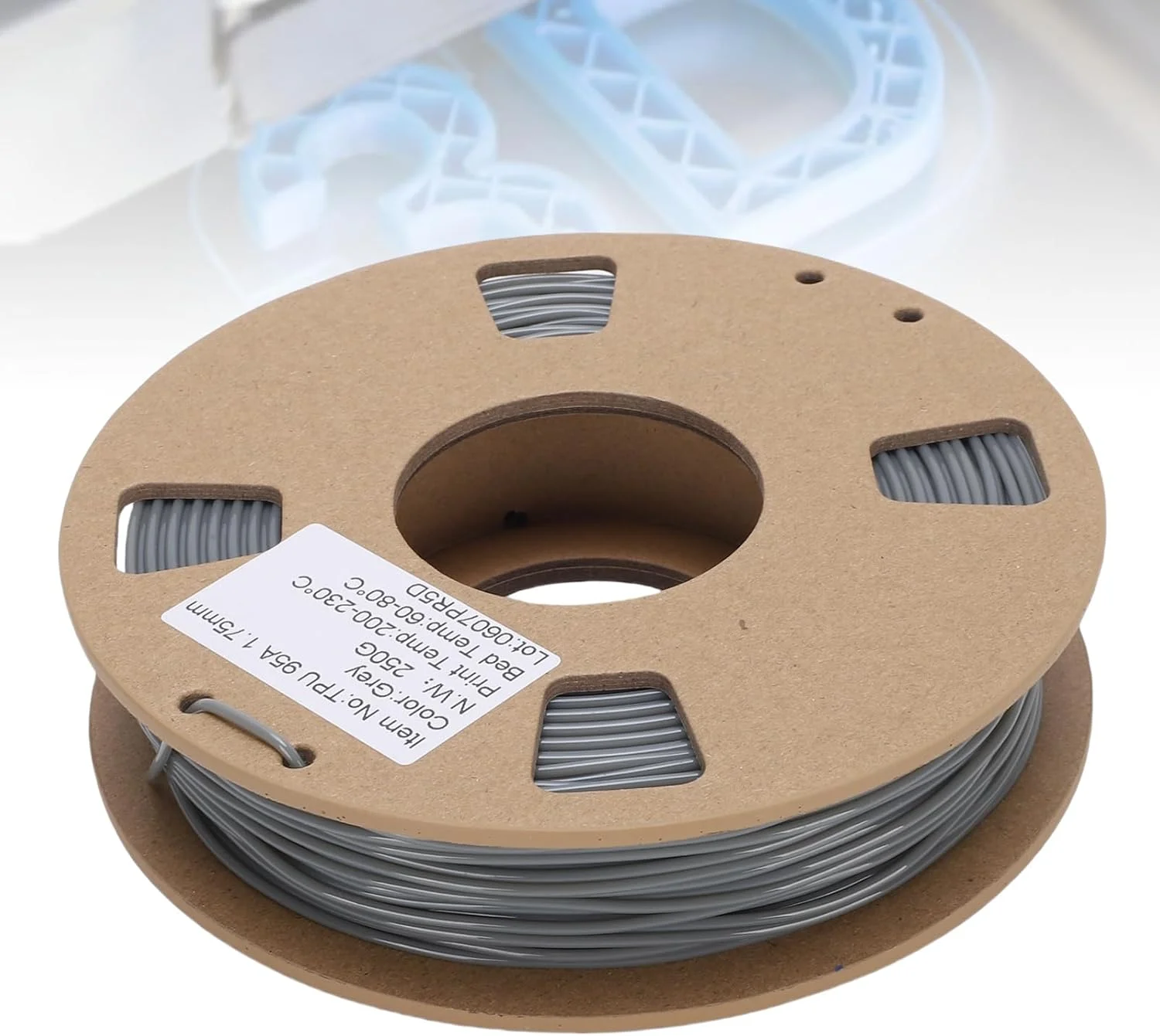 فیلامنت TPU کرایفوکت، فیلامنت پرینتر سه بعدی خاکستری 95A برای پرینت