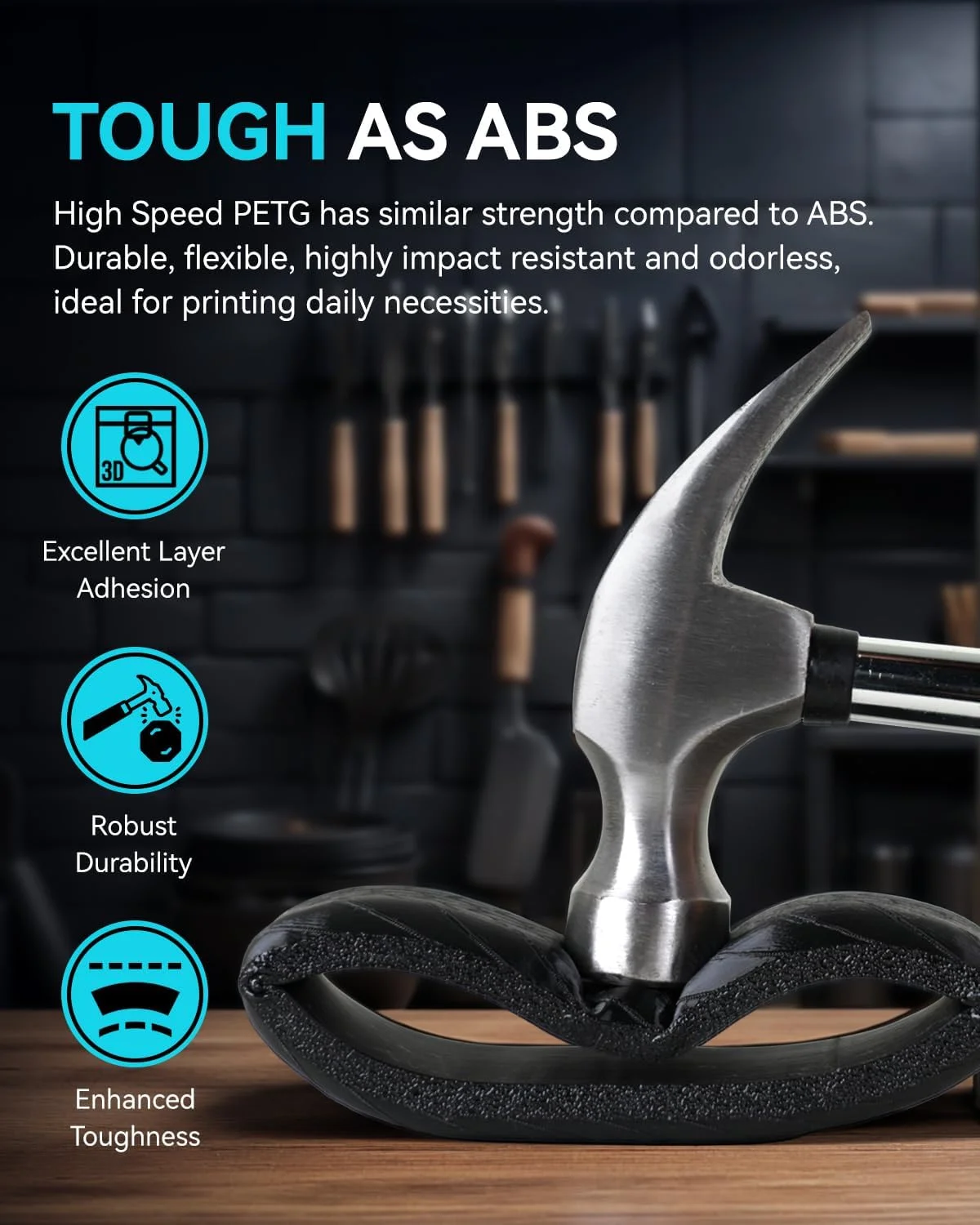 فیلامنت PETG سرعت بالا SUNLU، فیلامنت پرینتر سه بعدی PETG مات، 1 کیلوگرم، مشکی