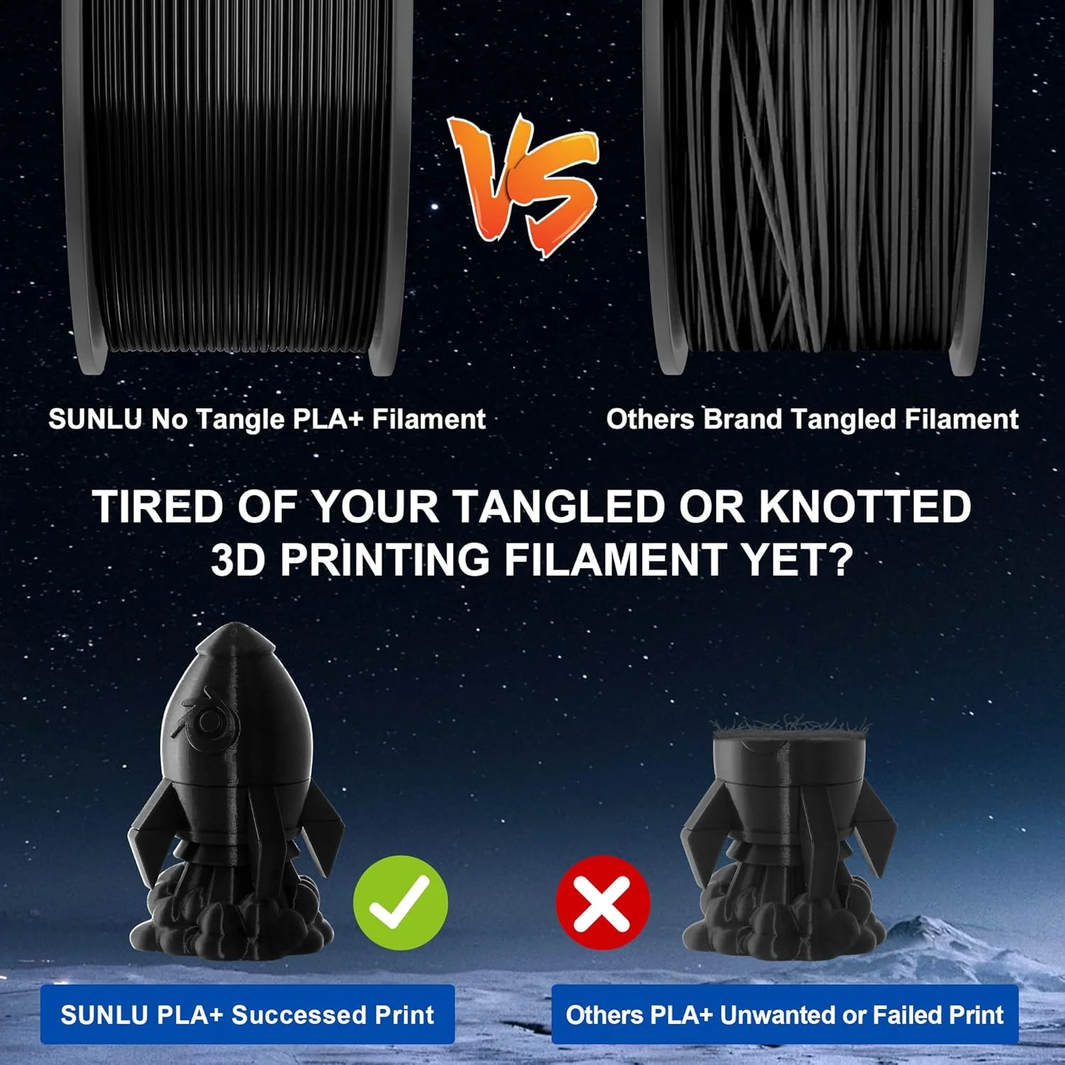 فیلامنت PLA سانلو 250 گرمی، 1.75 میلی‌متر، فیلامنت پرینتر سه بعدی، دقت ابعادی +/- 0.02 میلی‌متر، اسپول 0.25 کیلوگرمی، 8 رول، مشکی+سفید+خاکستری+شفاف+قرمز+آبی+نارنجی+سبز