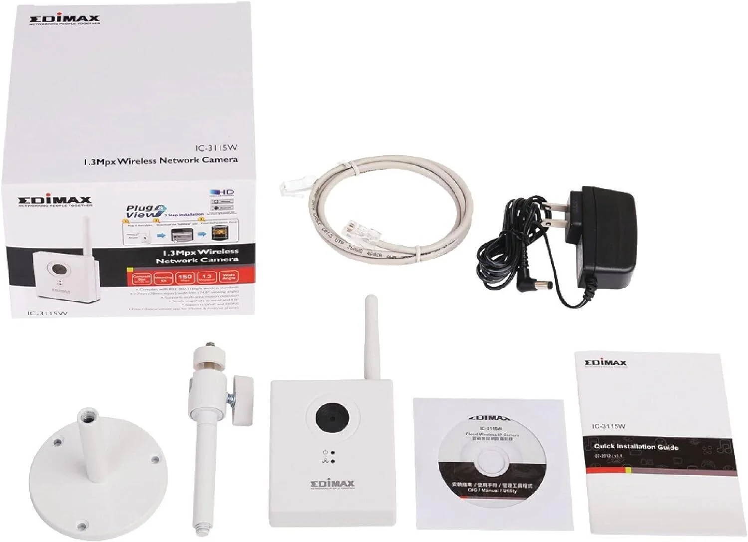 دوربین تحت شبکه بیسیم 1.3 مگاپیکسلی Edimax EDIC-3115W-UK با قابلیت Plug and View دوربین تحت شبکه بیسیم 1.3 مگاپیکسلی Edimax EDIC-3115W-UK با قابلیت Plug and View