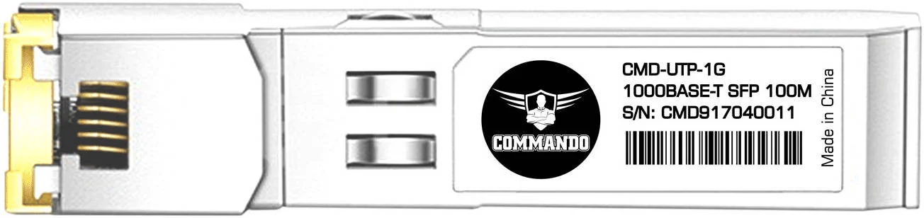 فرستنده و گیرنده COMMANDO 1G RJ-45، مس 1000 Base-T SFP، استاندارد، قابلیت تعویض سریع، داده 1.25 گیگابیت بر ثانیه، فیبر تک حالته/چند حالته، برد 100 متر | CMD-UTP-1G