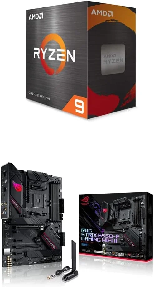 پردازنده دسکتاپ AMD Ryzen 9 5900X با 12 هسته و 24 رشته و مادربرد گیمینگ Asus ROG Strix B550-F Gaming WiFi II AMD AM4 (نسل سوم Ryzen) ATX