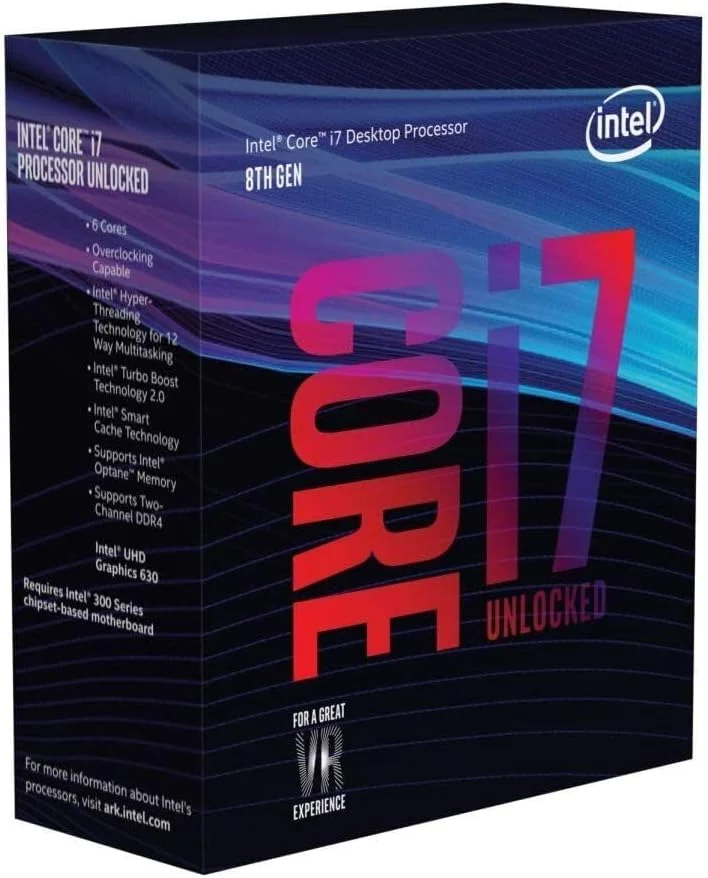 پردازنده دسکتاپ اینتل Core i7-8700K با 6 هسته تا 4.7 گیگاهرتز توربو آنلاک شده LGA1151 سری 300 95 وات (بازسازی شده)
