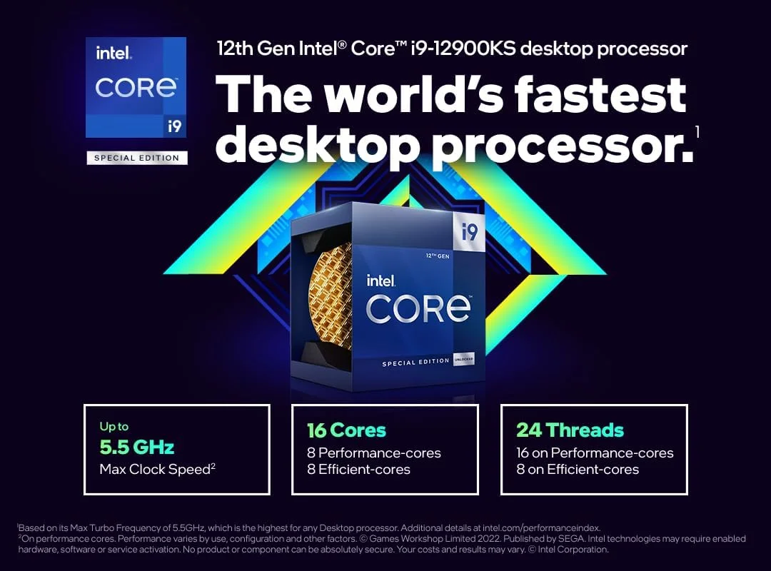 پردازنده دسکتاپ گیمینگ Intel Core i9 (نسل دوازدهم) i9-12900KS با گرافیک یکپارچه و شانزده هسته ای (16 هسته) 2.50 گیگاهرتز پردازنده دسکتاپ گیمینگ Intel Core i9 (نسل دوازدهم) i9-12900KS با گرافیک یکپارچه و شانزده هسته ای (16 هسته) 2.50 گیگاهرتز
