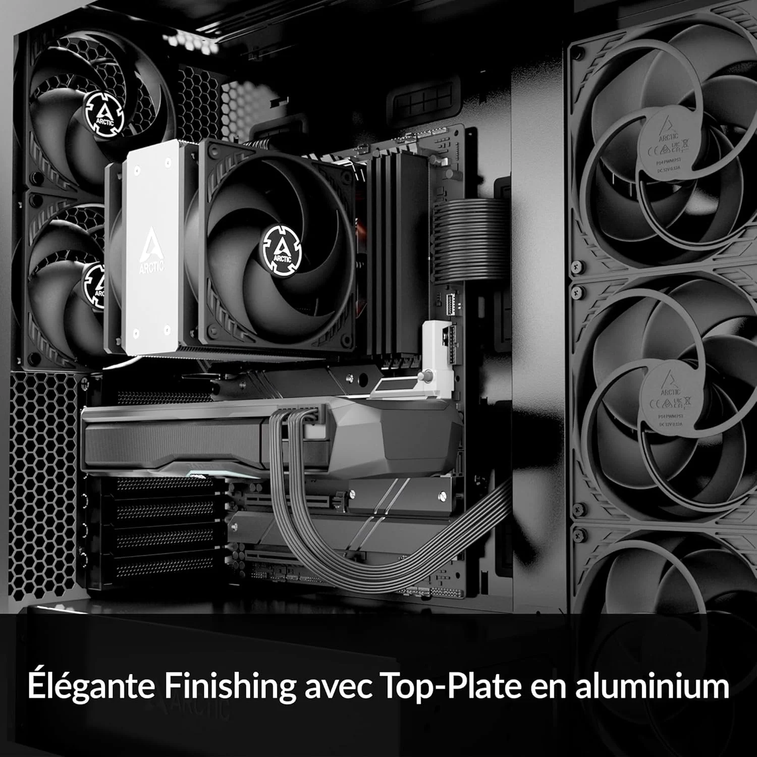 خنک کننده پردازنده تک برجی ARCTIC Freezer 36 CO با پیکربندی Push-Pull، دو فن 120 میلی‌متری P با فشار بهینه، بلبرینگ دینامیک سیال، 200–1800 دور در دقیقه، 4 لوله حرارتی، به همراه خمیر حرارتی MX-6