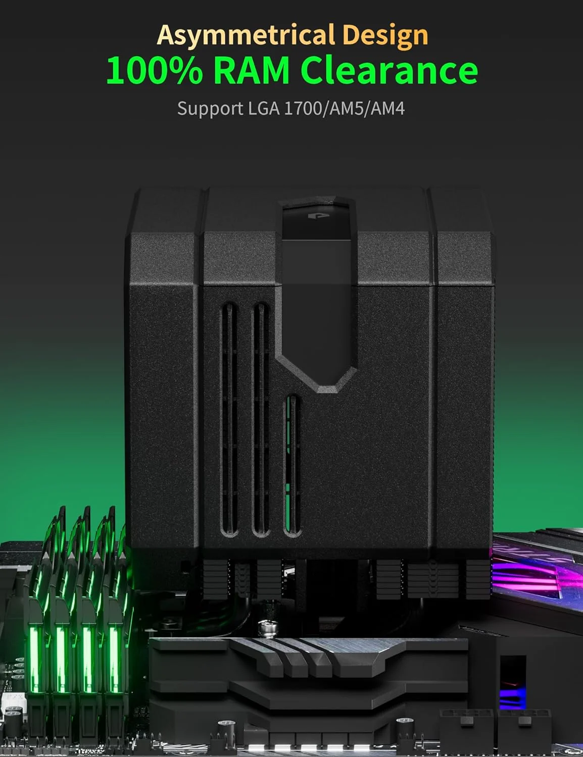 خنک‌کننده بادی پردازنده با 6 لوله حرارتی 6 میلی‌متری، خنک‌کننده پردازنده با دو فن 120 میلی‌متری 1600 دور در دقیقه، خنک‌کننده بادی پردازنده AMD سری AM5/AM4/AM3، خنک‌کننده بادی پردازنده با ارتفاع 6.22 اینچ سازگار با Intel LGA 1851/1700/1155/1156/2011/2066 (مشکی)