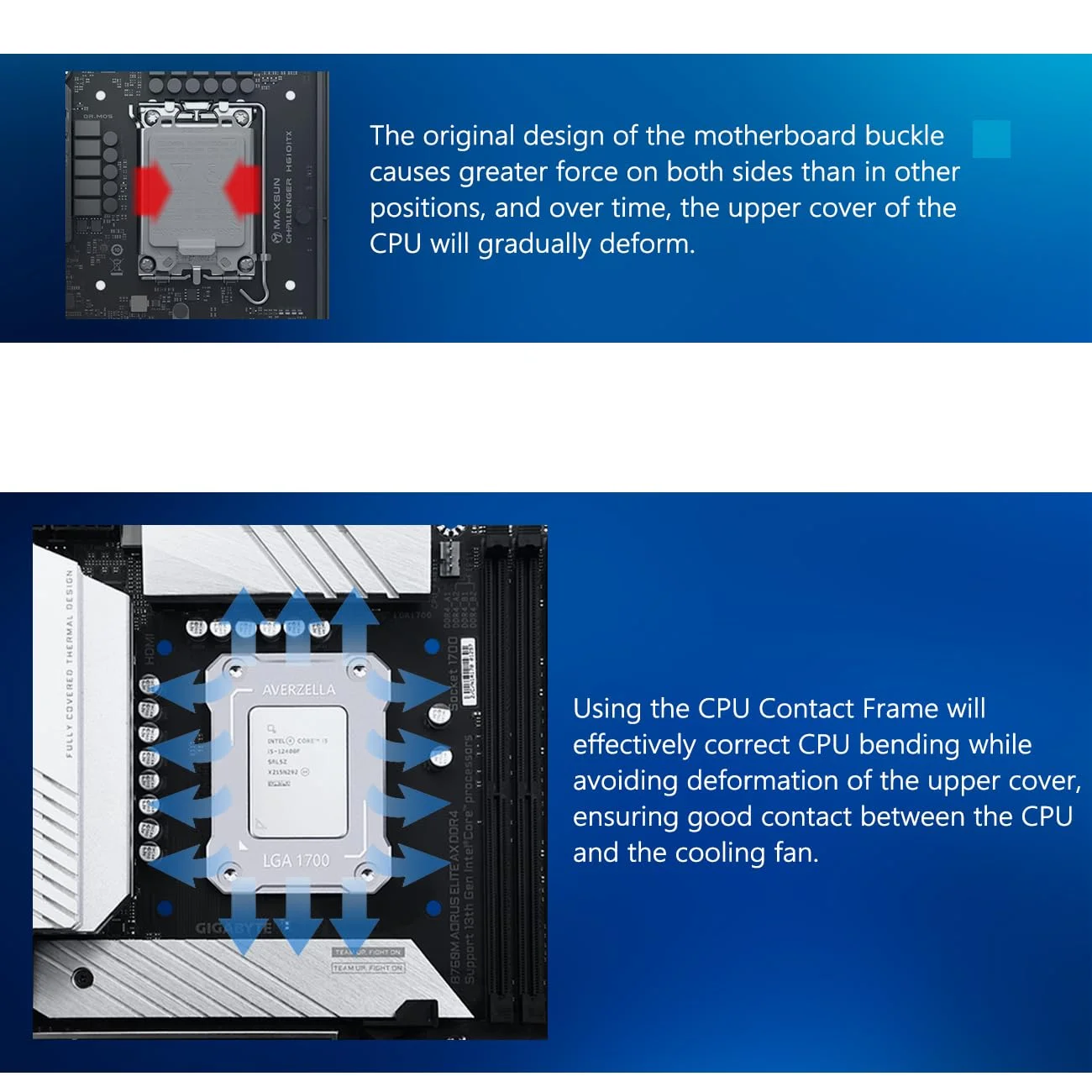 نگهدارنده پردازنده نسل ۱۲ و ۱۳ اینتل، کیت اصلاح پردازنده برای LGA 1700، پایه ضد خمش 1700-BCF، سازگار با خنک کننده آبی/بادی، بست ثابت کننده پردازنده آلومینیومی CNC