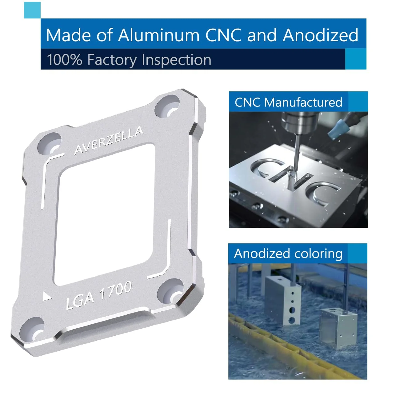 نگهدارنده پردازنده نسل ۱۲ و ۱۳ اینتل، کیت اصلاح پردازنده برای LGA 1700، پایه ضد خمش 1700-BCF، سازگار با خنک کننده آبی/بادی، بست ثابت کننده پردازنده آلومینیومی CNC