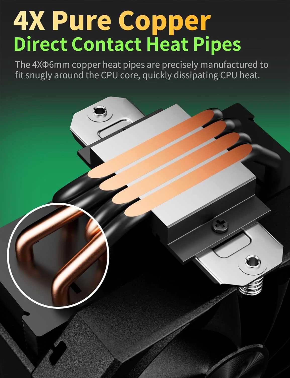 خنک‌کننده بادی پردازنده با 4 لوله حرارتی 6 میلی‌متری، فن 120 میلی‌متری با سرعت 1650 دور در دقیقه، خنک‌کننده پردازنده AMD سری AM5/AM4/AM3، خنک‌کننده بادی پردازنده با ارتفاع 6.1 اینچ سازگار با Intel LGA 1700/1851/1155/1156/2011/2066 (مشکی)