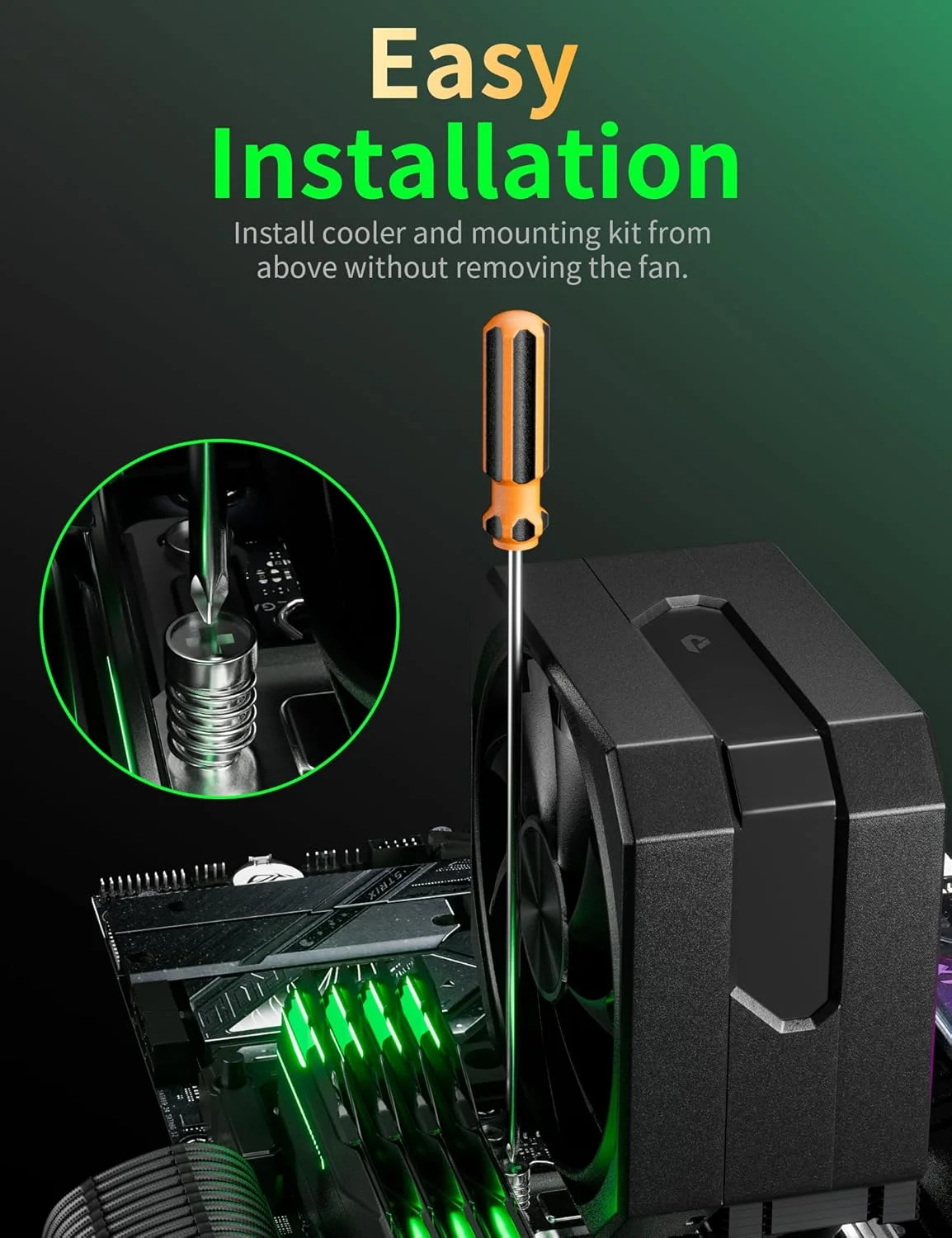 خنک‌کننده بادی پردازنده با 4 لوله حرارتی 6 میلی‌متری، فن 120 میلی‌متری با سرعت 1650 دور در دقیقه، خنک‌کننده پردازنده AMD سری AM5/AM4/AM3، خنک‌کننده بادی پردازنده با ارتفاع 6.1 اینچ سازگار با Intel LGA 1700/1851/1155/1156/2011/2066 (مشکی)