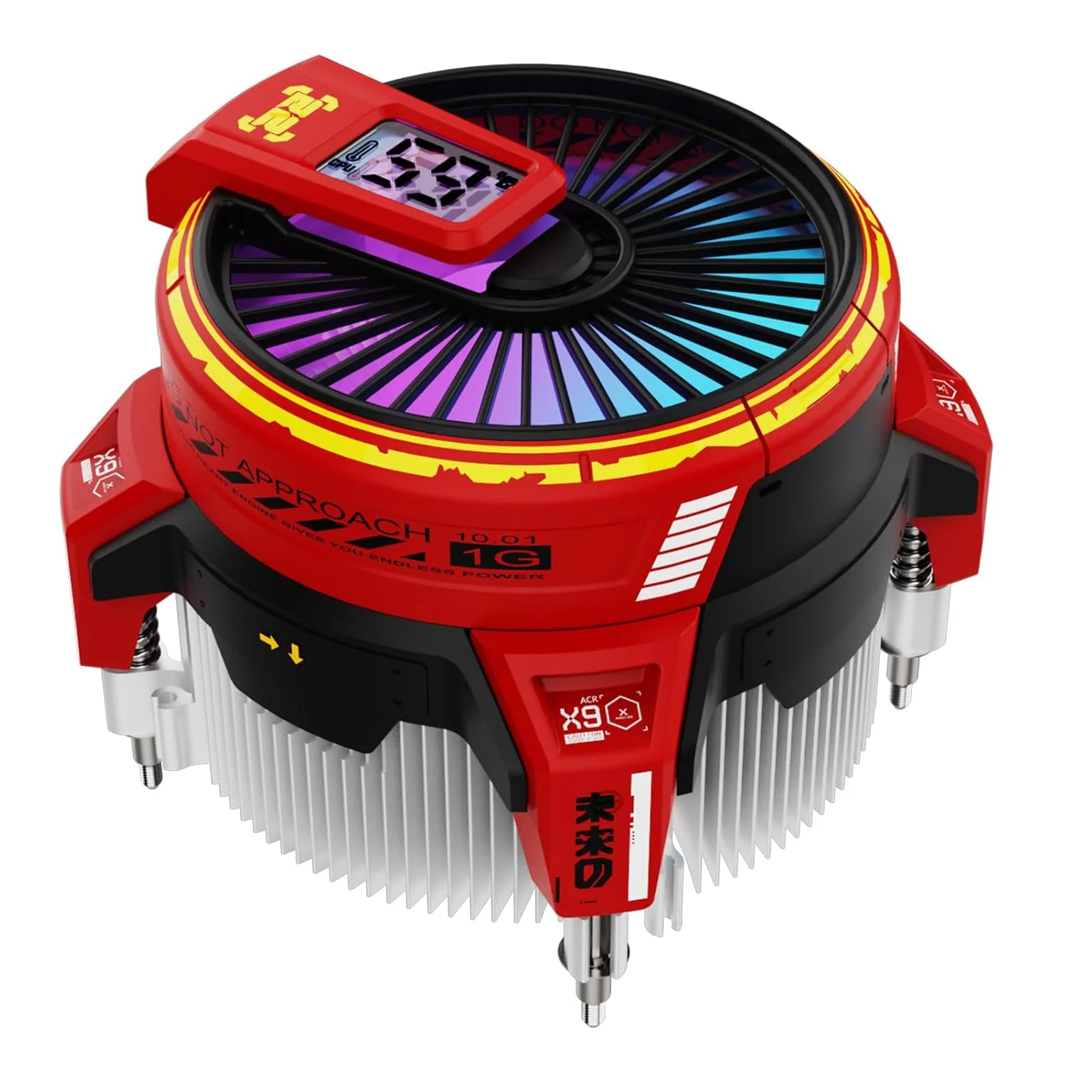 خنک کننده پردازنده ALSEYE W90C، خنک کننده پردازنده با نمایش دما برای کیس کامپیوتر کوچک با فن نورپردازی ARGB قدرتمند 90 میلی متری و پایه مسی با کارایی بالا 40 میلی متری (نسخه W90C Intel قرمز)