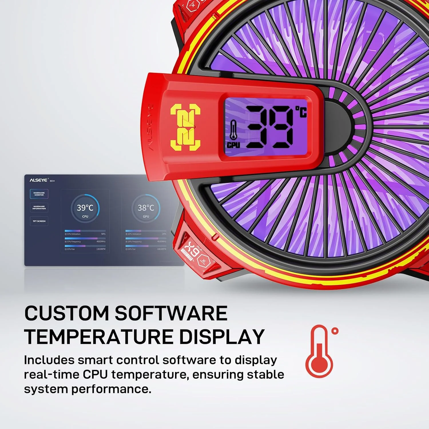 خنک کننده پردازنده ALSEYE W90C، خنک کننده پردازنده با نمایش دما برای کیس کامپیوتر کوچک با فن نورپردازی ARGB قدرتمند 90 میلی متری و پایه مسی با کارایی بالا 40 میلی متری (نسخه W90C Intel قرمز) خنک کننده پردازنده ALSEYE W90C، خنک کننده پردازنده با نمایش دما برای کیس کامپیوتر کوچک با فن نورپردازی ARGB قدرتمند 90 میلی متری و پایه مسی با کارایی بالا 40 میلی متری (نسخه W90C Intel قرمز)
