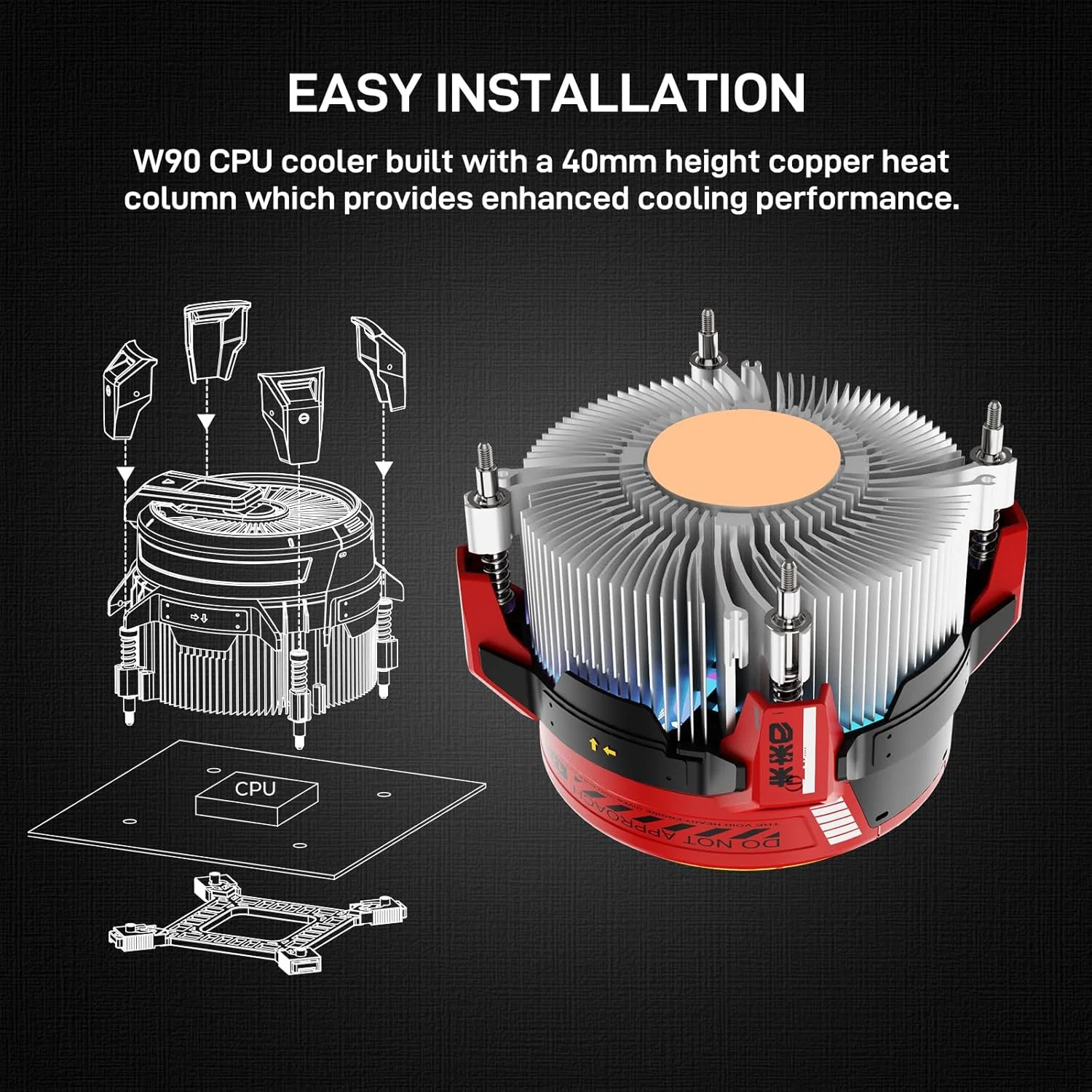 خنک کننده پردازنده ALSEYE W90C، خنک کننده پردازنده با نمایش دما برای کیس کامپیوتر کوچک با فن نورپردازی ARGB قدرتمند 90 میلی متری و پایه مسی با کارایی بالا 40 میلی متری (نسخه W90C Intel قرمز) خنک کننده پردازنده ALSEYE W90C، خنک کننده پردازنده با نمایش دما برای کیس کامپیوتر کوچک با فن نورپردازی ARGB قدرتمند 90 میلی متری و پایه مسی با کارایی بالا 40 میلی متری (نسخه W90C Intel قرمز)