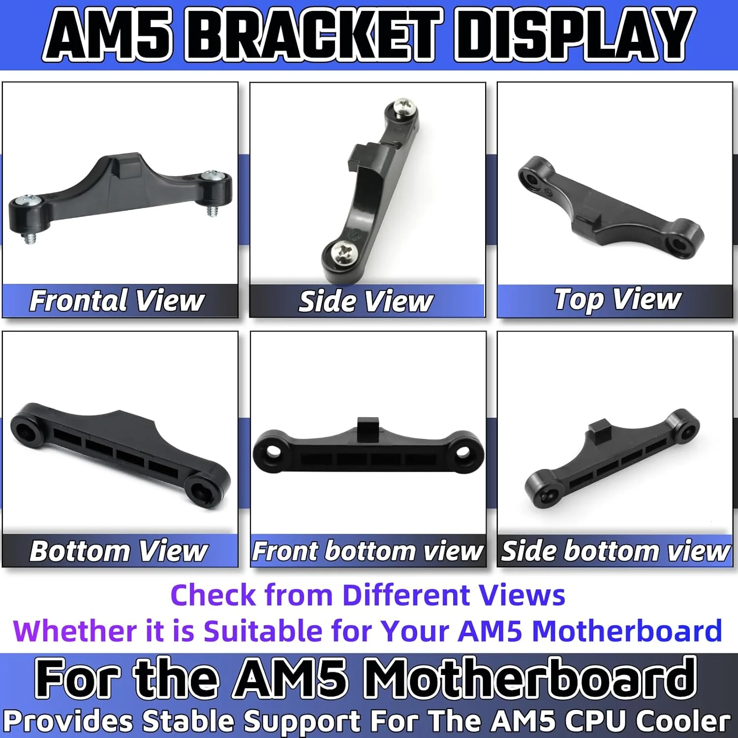 براکت CPU AM5، 4 عدد براکت فن خنک کننده CPU AM5 برای کامپیوتر رومیزی AMD، مناسب مادربرد AM5/AM4 به همراه پیچ، پایه خنک کننده، محافظ صفحه پشتی فولادی، تثبیت کننده فن