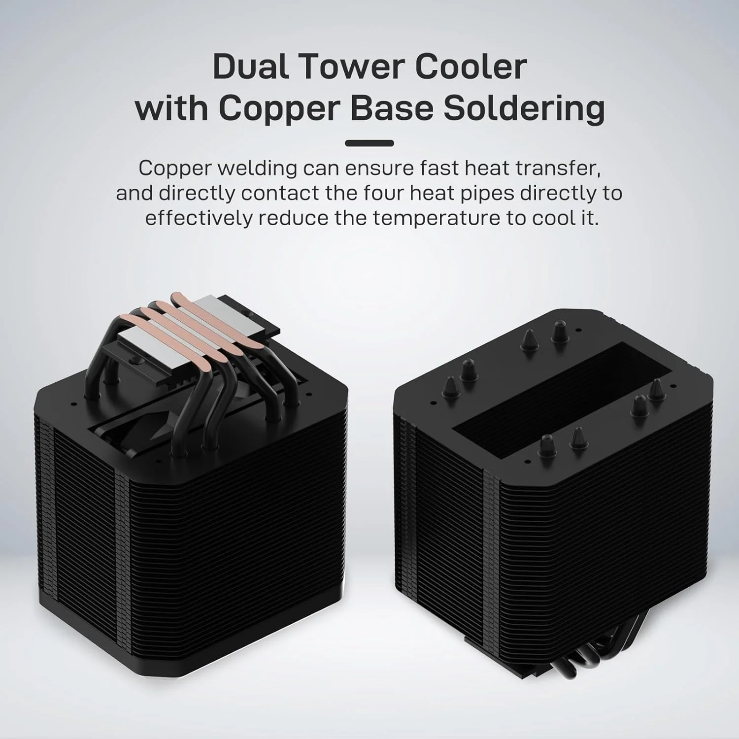 خنک کننده پردازنده ALSEYE M90، خنک کننده پردازنده بادی دو برج با طراحی فن مخفی با پوشش جلوه نور ARGB سازگار با هر دو پلتفرم اینتل و AMD، پشتیبانی از LGA1700 (M90 مشکی)