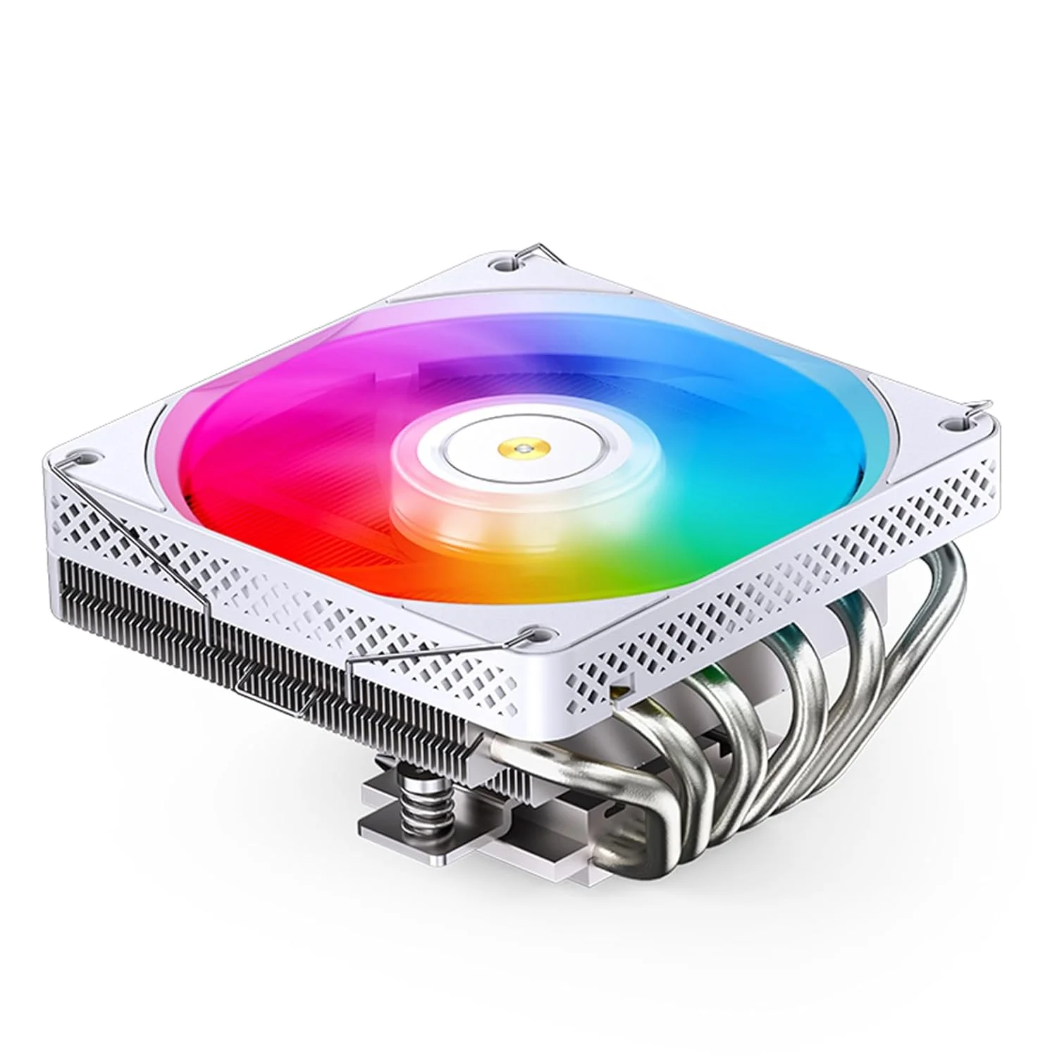 خنک کننده پردازنده بادی کم ارتفاع JONSBO HP600 سفید ARGB، فن PWM 120 میلی متری، 6 لوله حرارتی، رادیاتور جریان پایین سری Silent، خنک کننده LGA 115X/1200/1700، AM4/AM5، D-TDP: 210W، ارتفاع 66 میلی متر