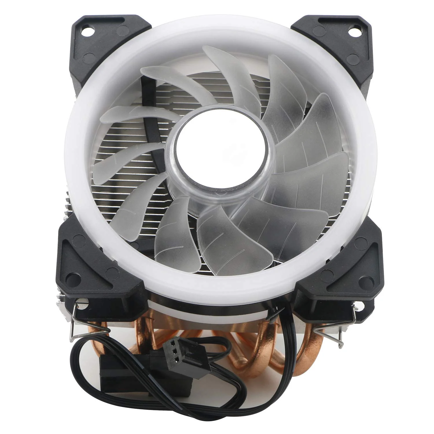 خنک کننده بادی پردازنده کامپیوتر JIUWU با 4 لوله حرارتی تماس مستقیم، LED آبی برای پردازنده های Intel AMD شاسی کوچک فن 92 میلی متری (775 1150 1155 1151 1156)