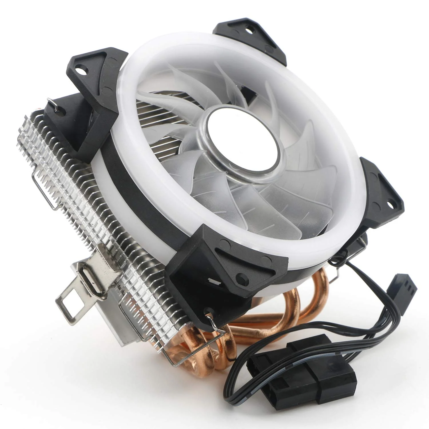 خنک کننده بادی پردازنده کامپیوتر JIUWU با 4 لوله حرارتی تماس مستقیم، LED آبی برای پردازنده های Intel AMD شاسی کوچک فن 92 میلی متری (775 1150 1155 1151 1156)