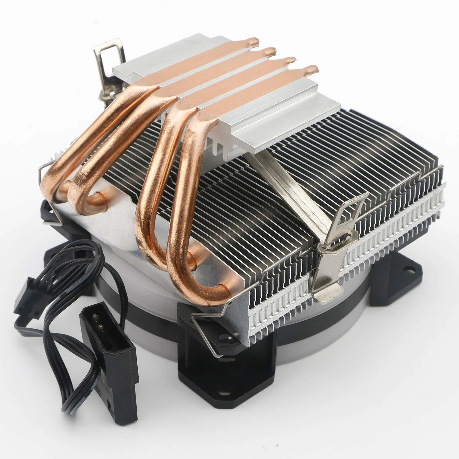 خنک کننده بادی پردازنده کامپیوتر JIUWU با 4 لوله حرارتی تماس مستقیم، LED آبی برای پردازنده های Intel AMD شاسی کوچک فن 92 میلی متری (775 1150 1155 1151 1156)