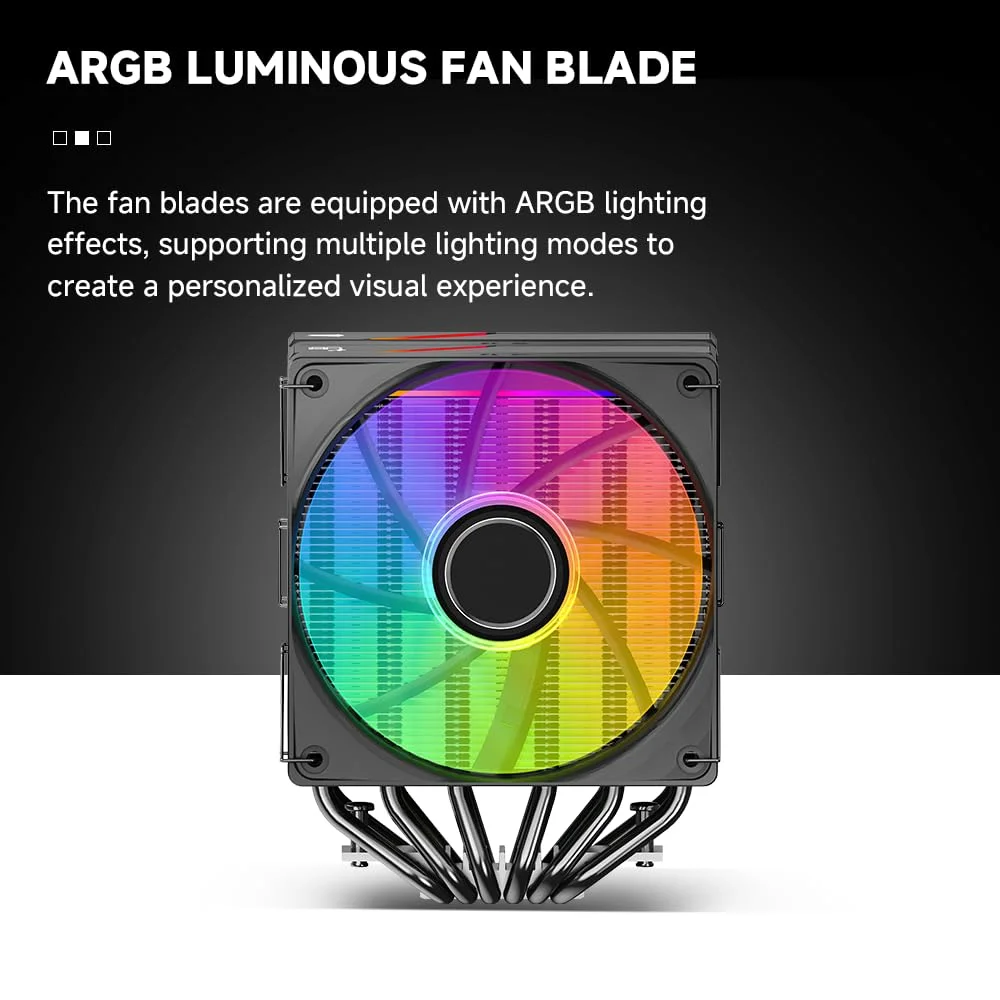 خنک‌کننده پردازنده بادی جنگل لئوپارد مدل KF620-DGT، دارای دو فن ARGB PWM، 6 لوله حرارتی، پوشش بالایی با نمایشگر دیجیتال - خنک‌کننده با عملکرد بالا برای AMD:AM4 AM5/Intel LGA 1700/115X/1200/1366/1851 (مشکی)