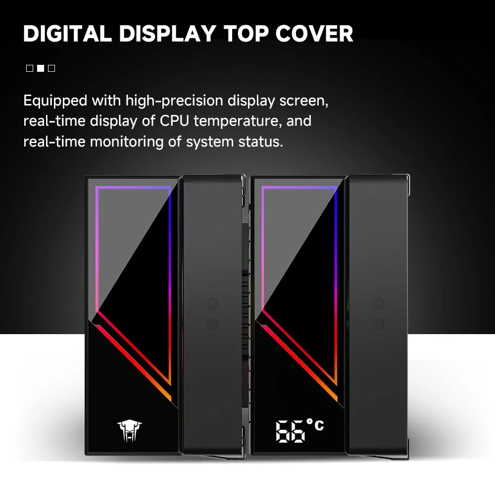 خنک‌کننده پردازنده بادی جنگل لئوپارد مدل KF620-DGT، دارای دو فن ARGB PWM، 6 لوله حرارتی، پوشش بالایی با نمایشگر دیجیتال - خنک‌کننده با عملکرد بالا برای AMD:AM4 AM5/Intel LGA 1700/115X/1200/1366/1851 (مشکی)