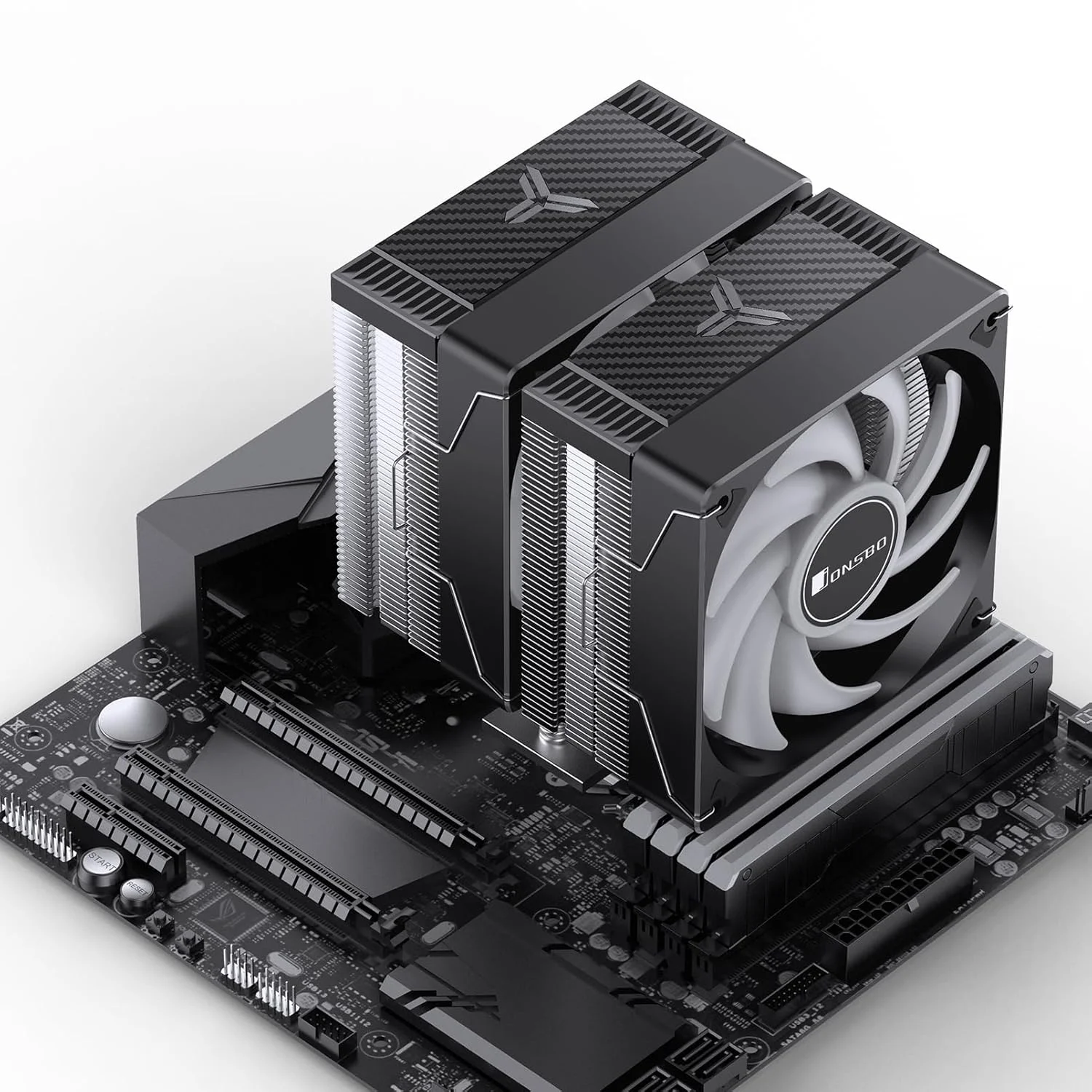 خنک کننده پردازنده دو برج Jonsbo CR3000E با تغییر رنگ خودکار، رادیاتور دو فن 120 میلی‌متری، 6 لوله حرارتی ضد گرانش، ارتفاع 155 میلی‌متر، پشتیبانی از AM4/AM5/Intel 1700، فن پردازنده، مشکی