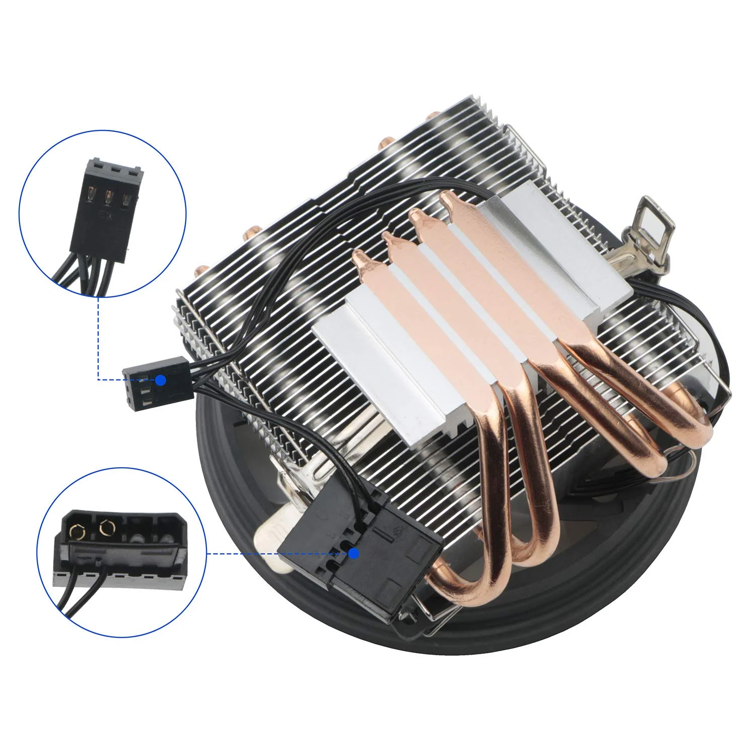 فن خنک کننده پردازنده ۹۲ میلی‌متری JIUWU با ۴ لوله حرارتی تماسی مستقیم برای اینتل AMD (LGA 775 1150 1155 1151 1156)