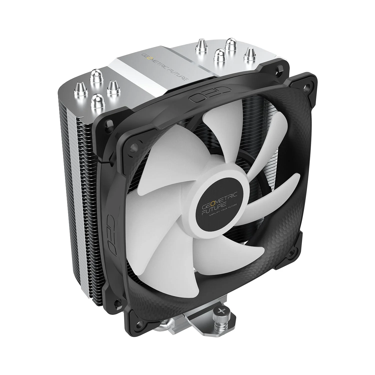 خنک کننده پردازنده Geometric Future با فن جانبی Prawn، خنک کننده بادی، 4 لوله حرارتی مسی، طراحی نامتقارن، مجهز به Squama 2501B