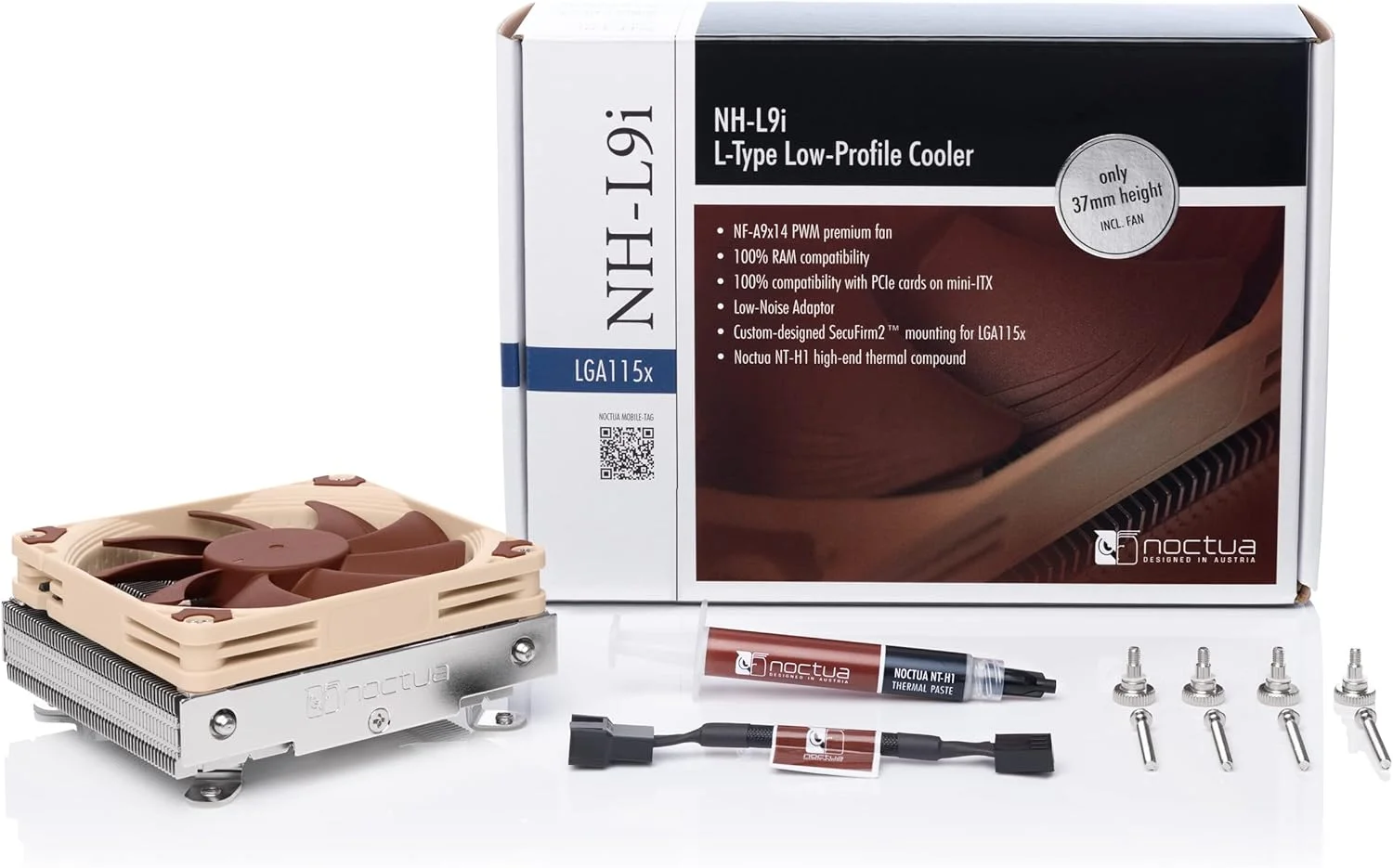 خنک کننده پردازنده کم ارتفاع ممتاز Noctua NH-L9i برای Intel LGA1200 و LGA115x (قهوه ای)