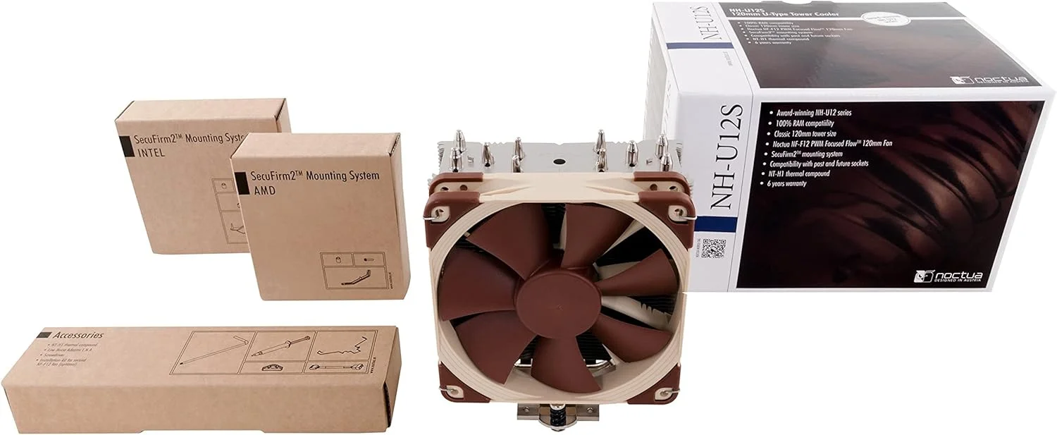 خنک کننده پردازنده ممتاز Noctua NH-U12S با فن 120 میلی متری NF-F12 (قهوه ای)