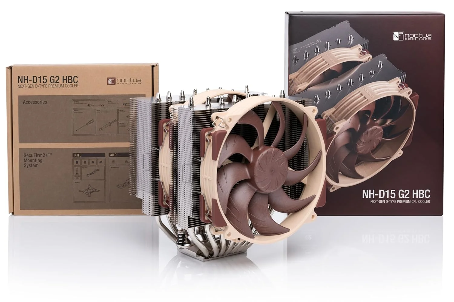 خنک کننده پردازنده دو برج Noctua NH-D15 G2 HBC، نسخه تخصصی High Base Convexity برای Intel LGA1700 (قهوه ای)