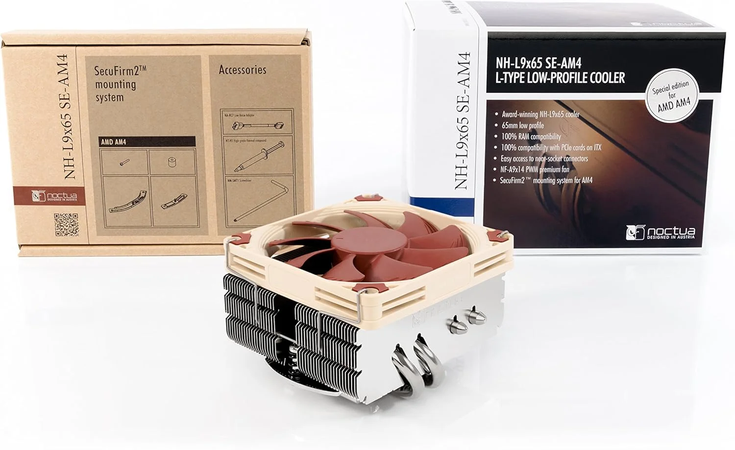 خنک کننده پردازنده کم ارتفاع ممتاز Noctua NH-L9x65 SE-AM4 با فن 92 میلی متری برای AMD AM4 (قهوه ای)