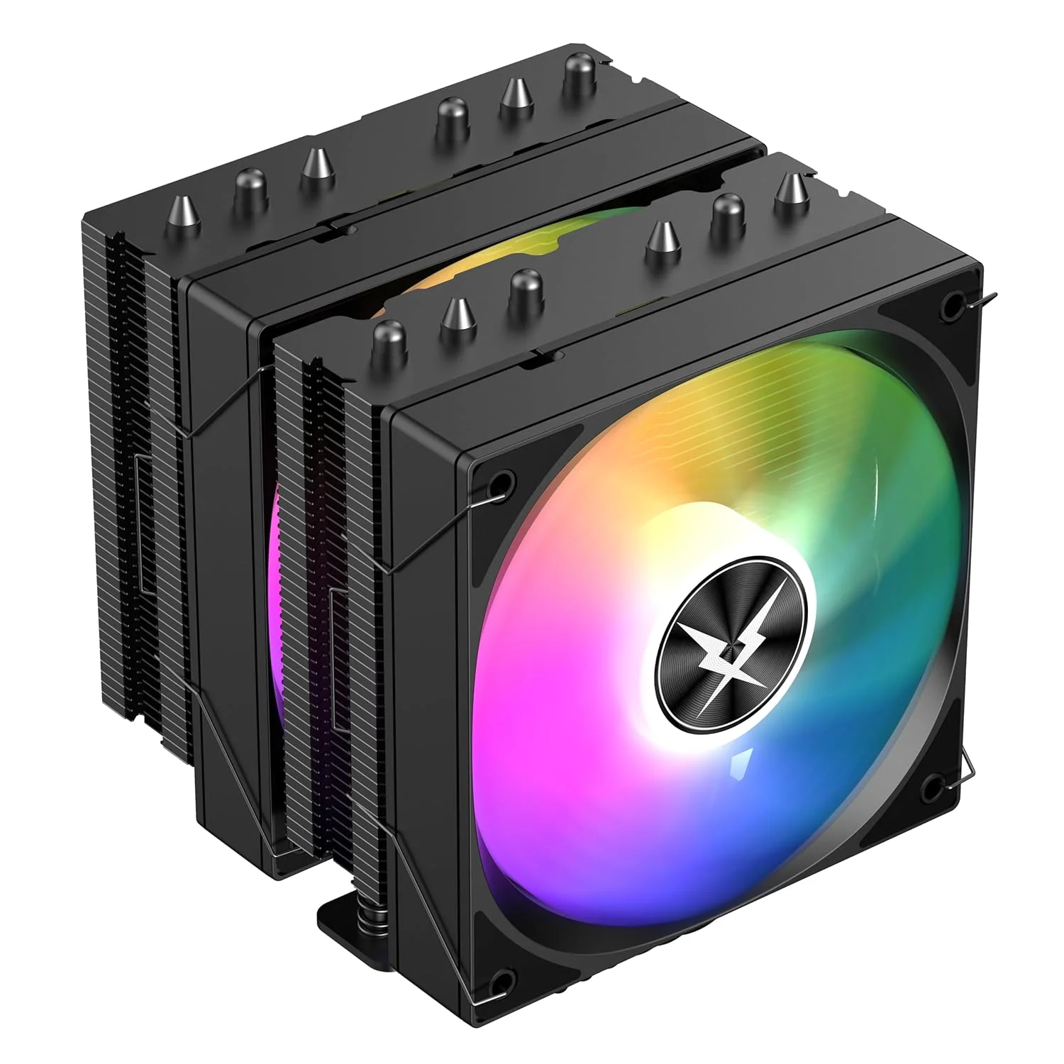 خنک کننده بادی پردازنده RUIX GT620، دارای 6 لوله حرارتی، دو برج، دو فن 120 میلی متری PWM، توان حرارتی 220 وات، سازگار با AMD AM4 AM5 / Intel LGA 1851/1700/1200/115X، مشکی - RGB