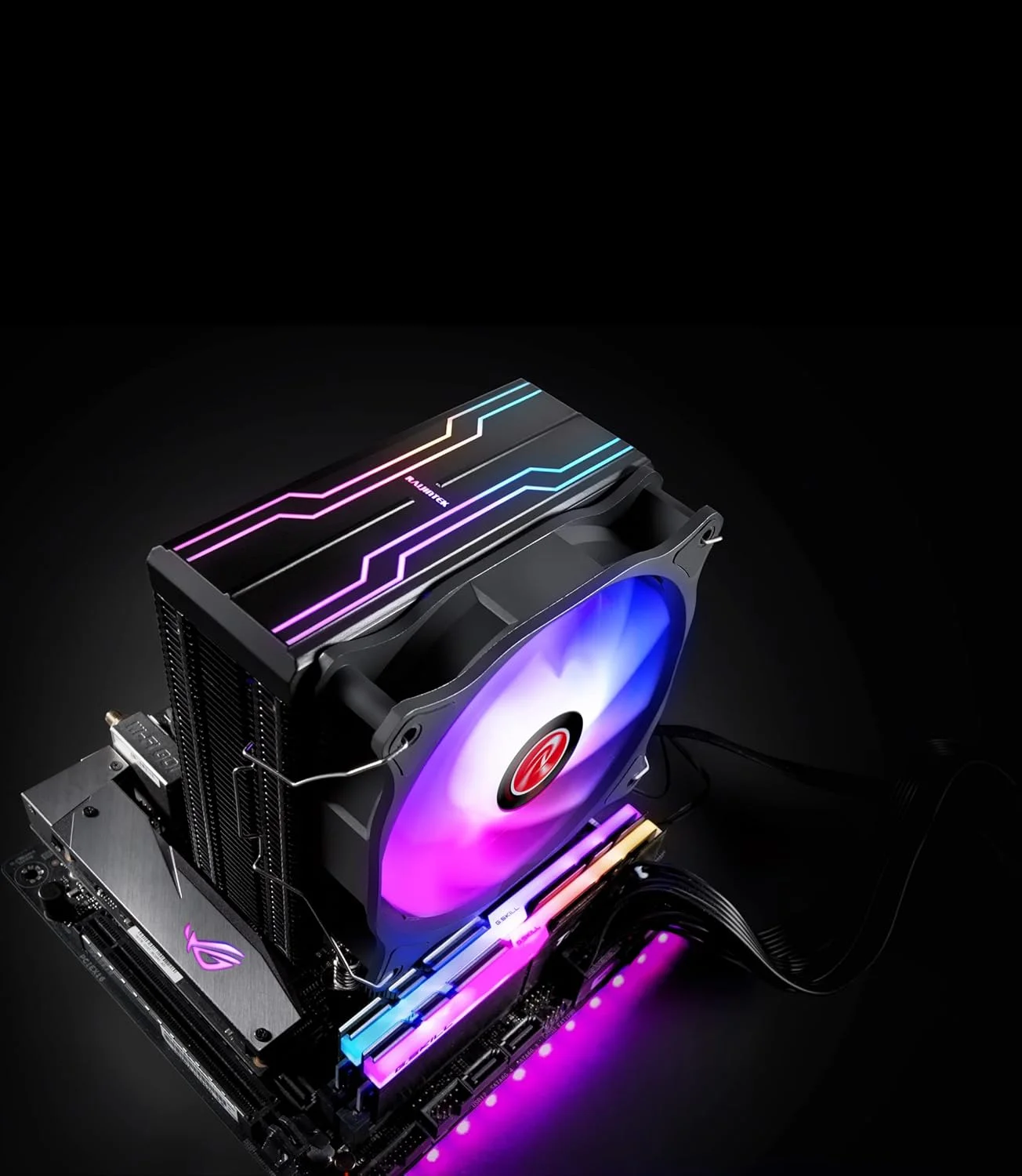 خنک کننده پردازنده بادی رایجینتک ELEOS 12 EVO RBW، فن PWM 120 میلی متری، 6 لوله حرارتی تماسی مستقیم مسی، نورهای RGB آدرس پذیر 5 ولت، برای سوکت های Intel/AMD Ryzen، سازگار با LGA 1700