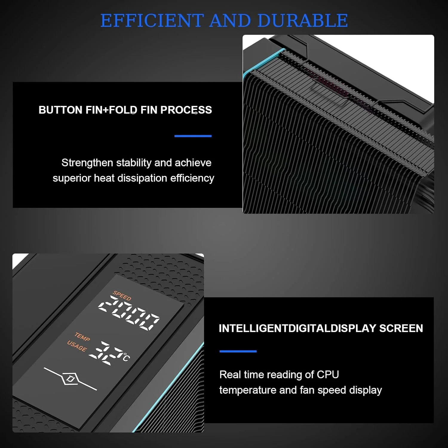 خنک کننده بادی پردازنده با نمایشگر، 4 لوله حرارتی مسی خالص، فن بی صدای ARGB PWM 120 میلی متری، فن خنک کننده پردازنده تک برج کامپیوتر، خنک کننده پردازنده برای AM5/AM4، Intel LGA 1851/18XX/1700/1200/115X، مشکی خنک کننده بادی پردازنده با نمایشگر، 4 لوله حرارتی مسی خالص، فن بی صدای ARGB PWM 120 میلی متری، فن خنک کننده پردازنده تک برج کامپیوتر، خنک کننده پردازنده برای AM5/AM4، Intel LGA 1851/18XX/1700/1200/115X، مشکی
