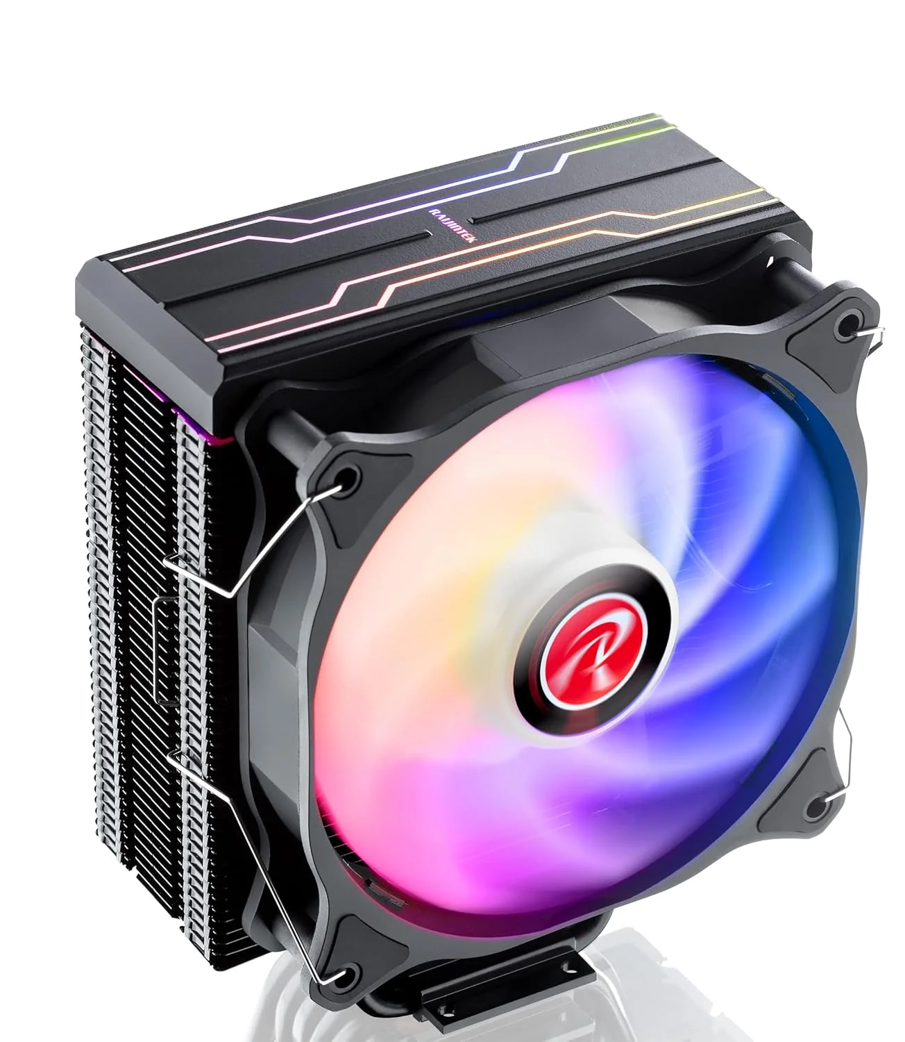 خنک کننده پردازنده بادی رایجینتک ELEOS 12 EVO RBW، فن PWM 120 میلی متری، 6 لوله حرارتی تماسی مستقیم مسی، نورهای RGB آدرس پذیر 5 ولت، برای سوکت های Intel/AMD Ryzen، سازگار با LGA 1700