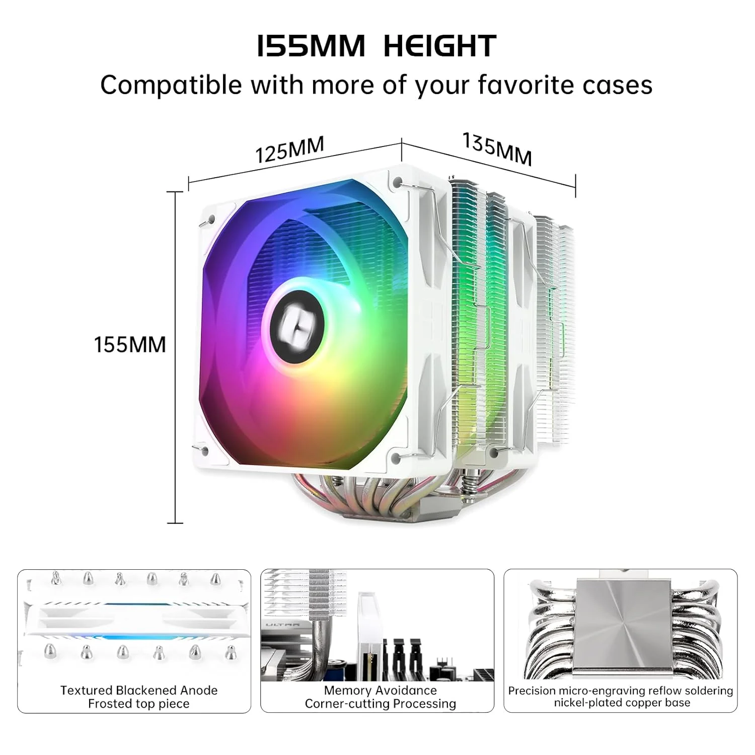خنک کننده بادی پردازنده Peerless Assassin 120 SE ARGB White V2 - دارای 6 لوله حرارتی با تکنولوژی AGHP GEN 5.0 | فن های ضخیم PWM 120 میلی متری با سرعت 1850 دور در دقیقه، برای پردازنده های Intel 1851/1700/115X/1200 و AMD AM4/AM5