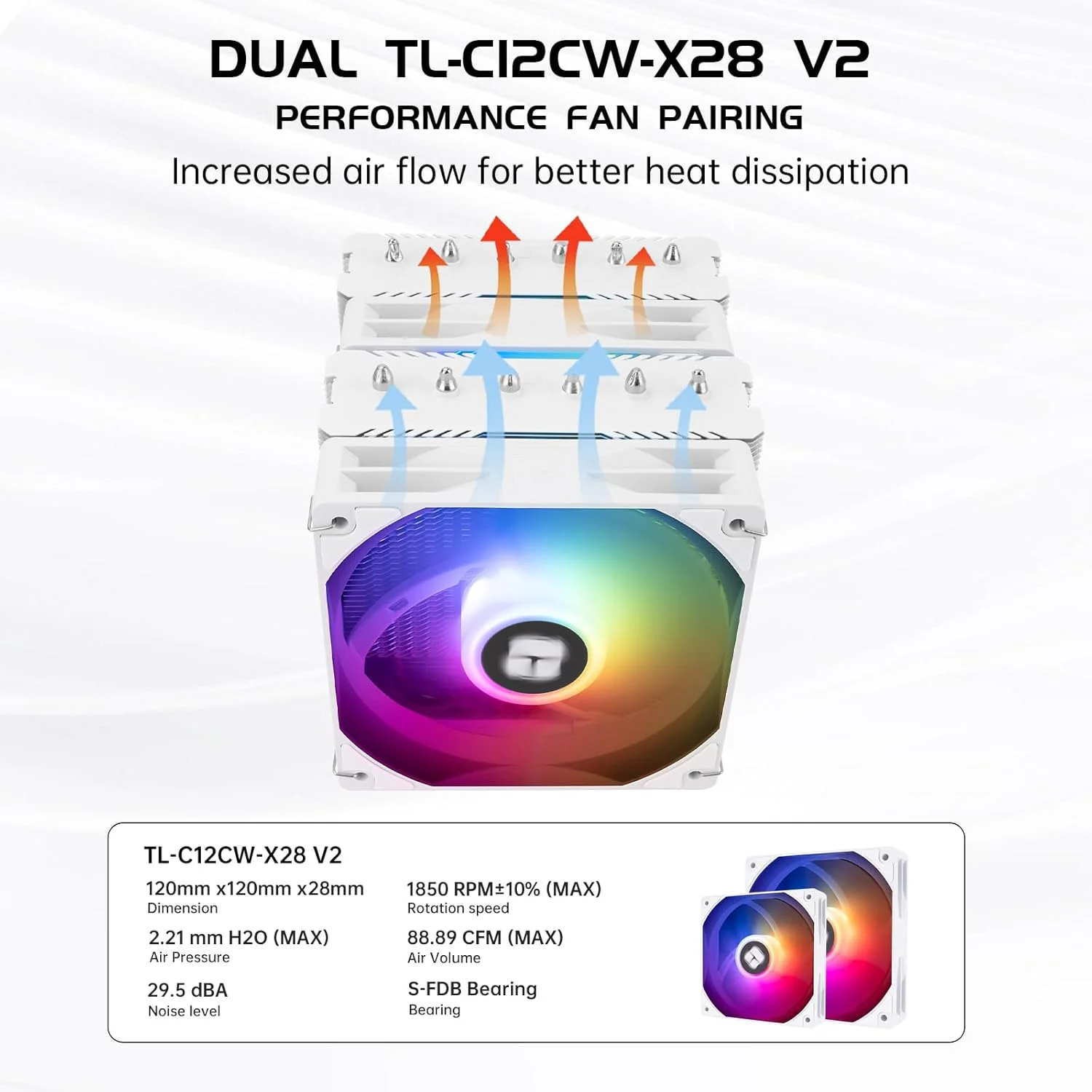 خنک کننده بادی پردازنده Peerless Assassin 120 SE ARGB White V2 - دارای 6 لوله حرارتی با تکنولوژی AGHP GEN 5.0 | فن های ضخیم PWM 120 میلی متری با سرعت 1850 دور در دقیقه، برای پردازنده های Intel 1851/1700/115X/1200 و AMD AM4/AM5