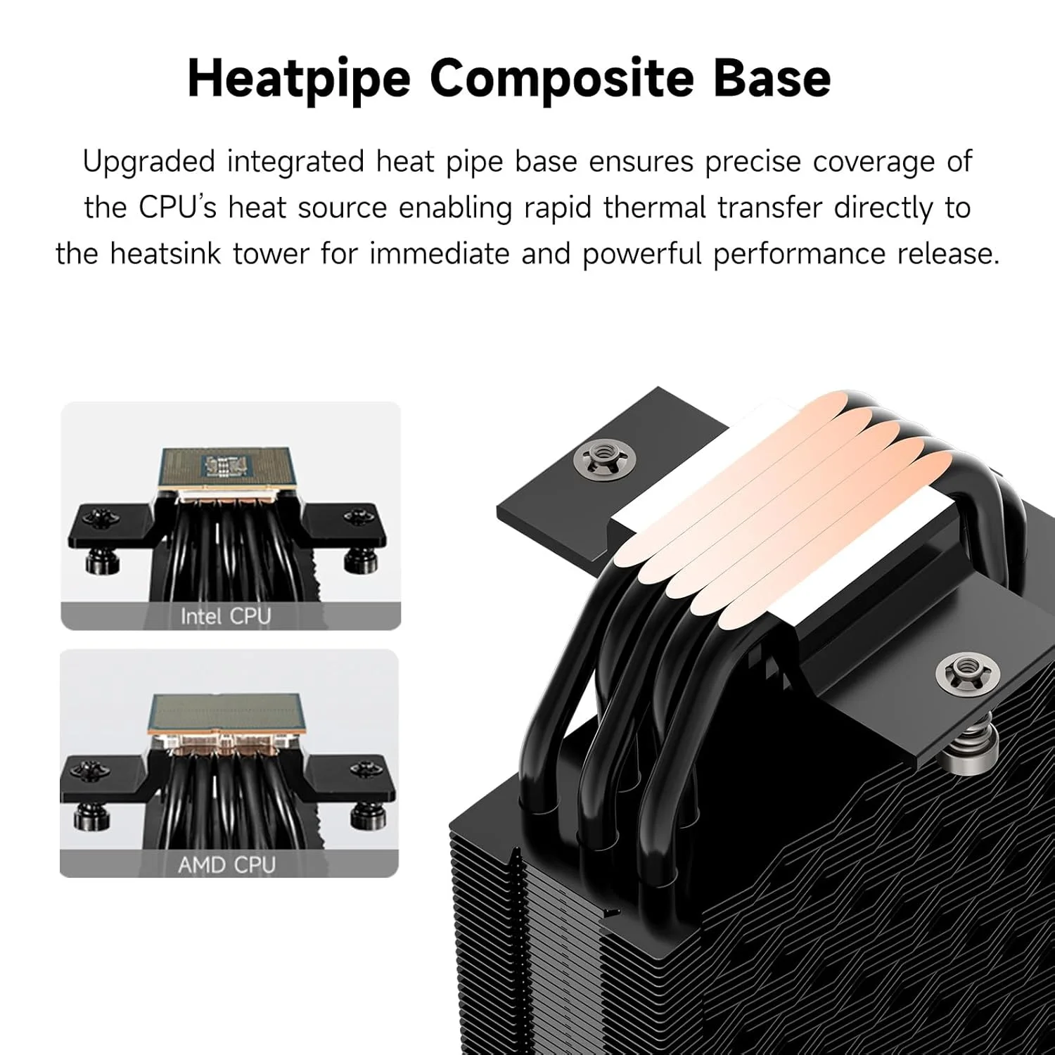 خنک کننده بادی پردازنده PCCOOLER، دارای 5 لوله حرارتی 6 میلی متری، فن 120 میلی متری ARGB، بلبرینگ هیدرولیک، جریان هوای بالا 73.3CFM، سازگار با Intel LGA115X/1200/1700/1851 و AMD AM4/AM5 (RT500 TC BK)