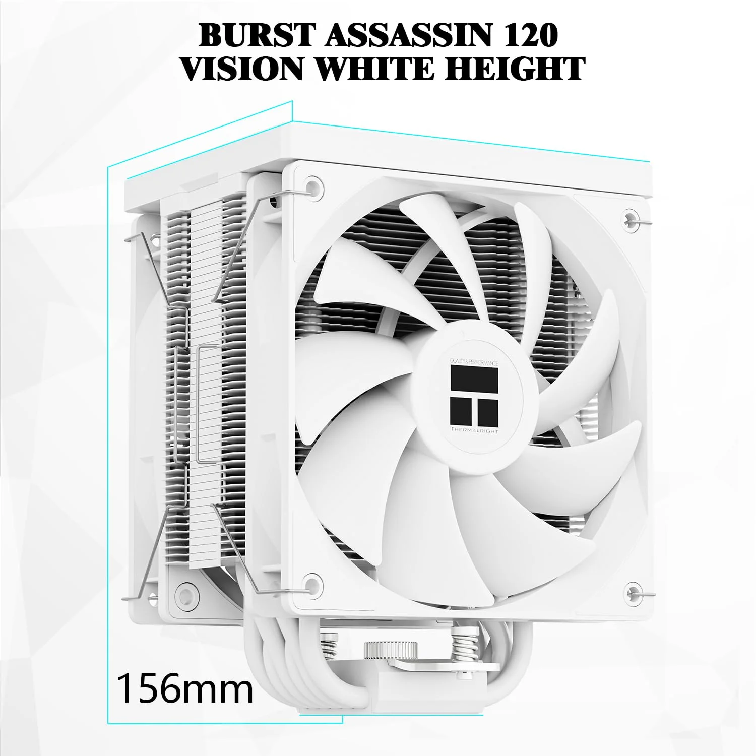 خنک کننده پردازنده Thermalright Burst Assassin 120 Vision White با صفحه نمایش IPS LCD 2.4 اینچی با رزولوشن 320x240، دو فن خنک کننده پردازنده، خنک کننده بادی پردازنده کامپیوتر برای LGA1700/1851، AM4/AM5، 6 لوله حرارتی