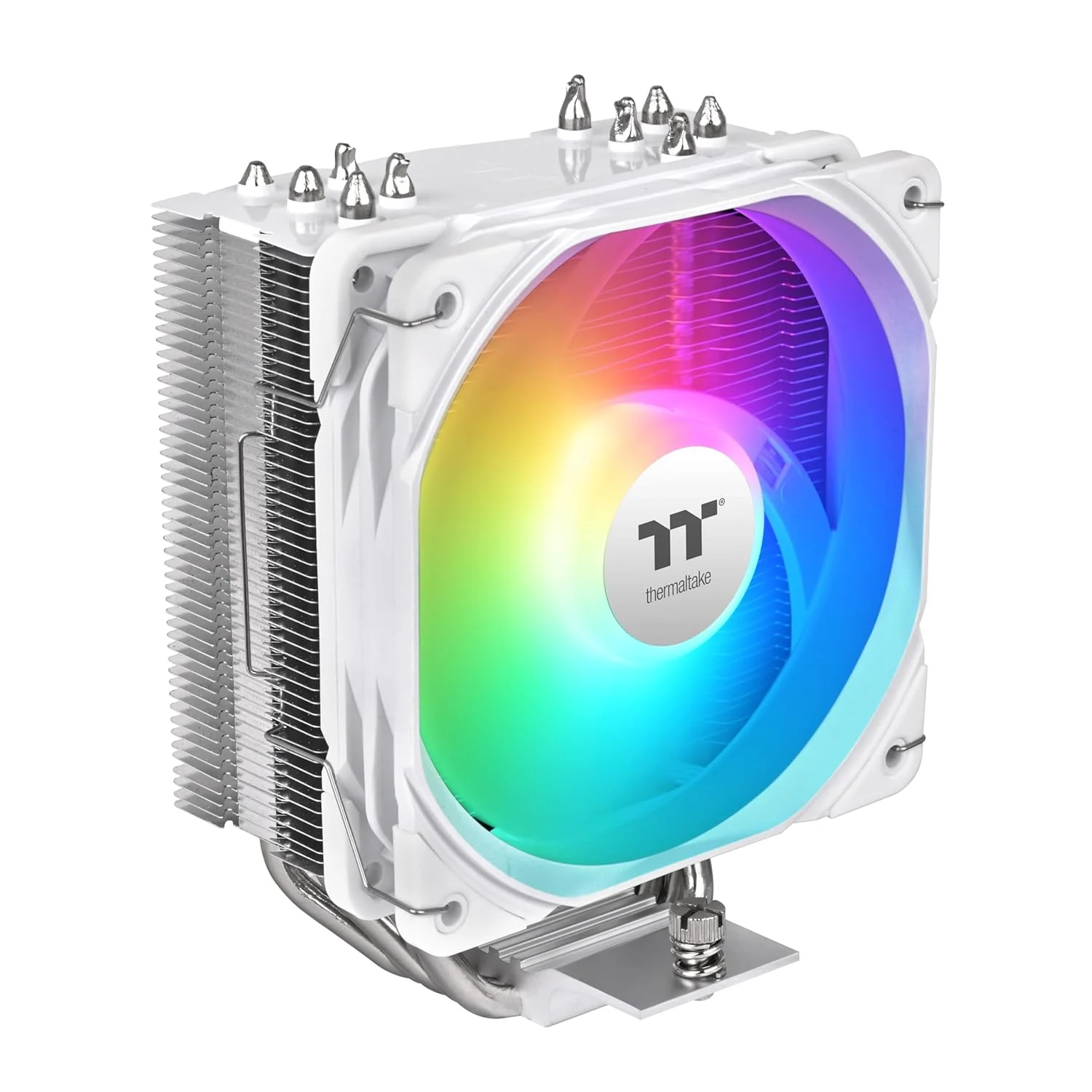 خنک کننده پردازنده Thermaltake UX500 ARGB سفید؛ دارای 5 لوله حرارتی مسی Ø6mm؛ فن PWM 120mm؛ 700~1800 دور در دقیقه؛ سازگار با Intel/AMD؛ تک برج؛ 260W TDP؛ سفید؛ CL-P145-AL12SW-A