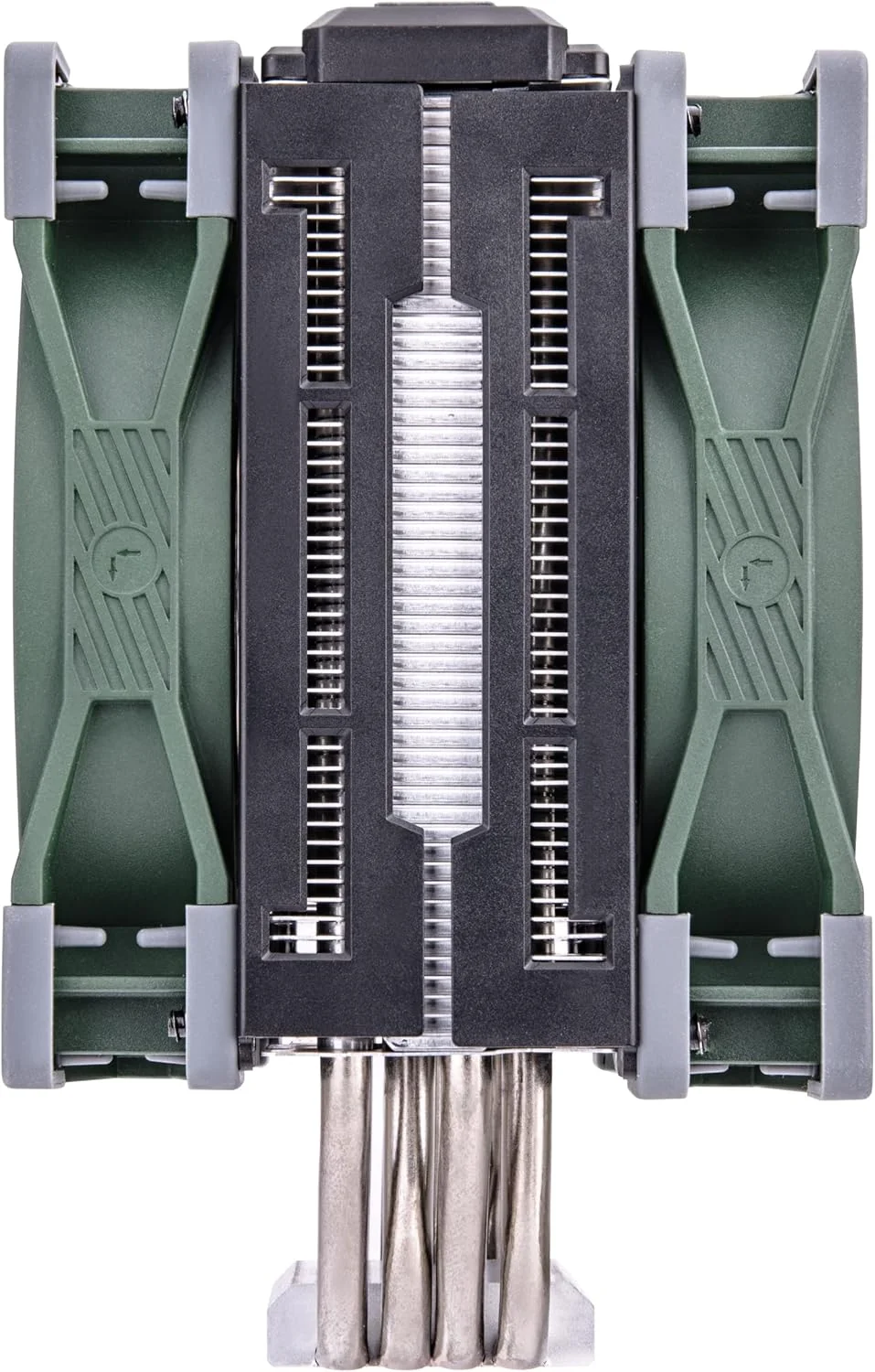 خنک کننده پردازنده Thermaltake TOUGHAIR 510 با توان حرارتی 180 وات، رنگ سبز مسابقه ای، سازگار با سوکت های Intel/AMD (LGA 1700/1200)، دارای دو فن 120 میلی متری PWM با فشار استاتیک بالا 2000 دور در دقیقه و لوله های حرارتی مسی با عملکرد بالا مدل CL-P075-AL12RG-A