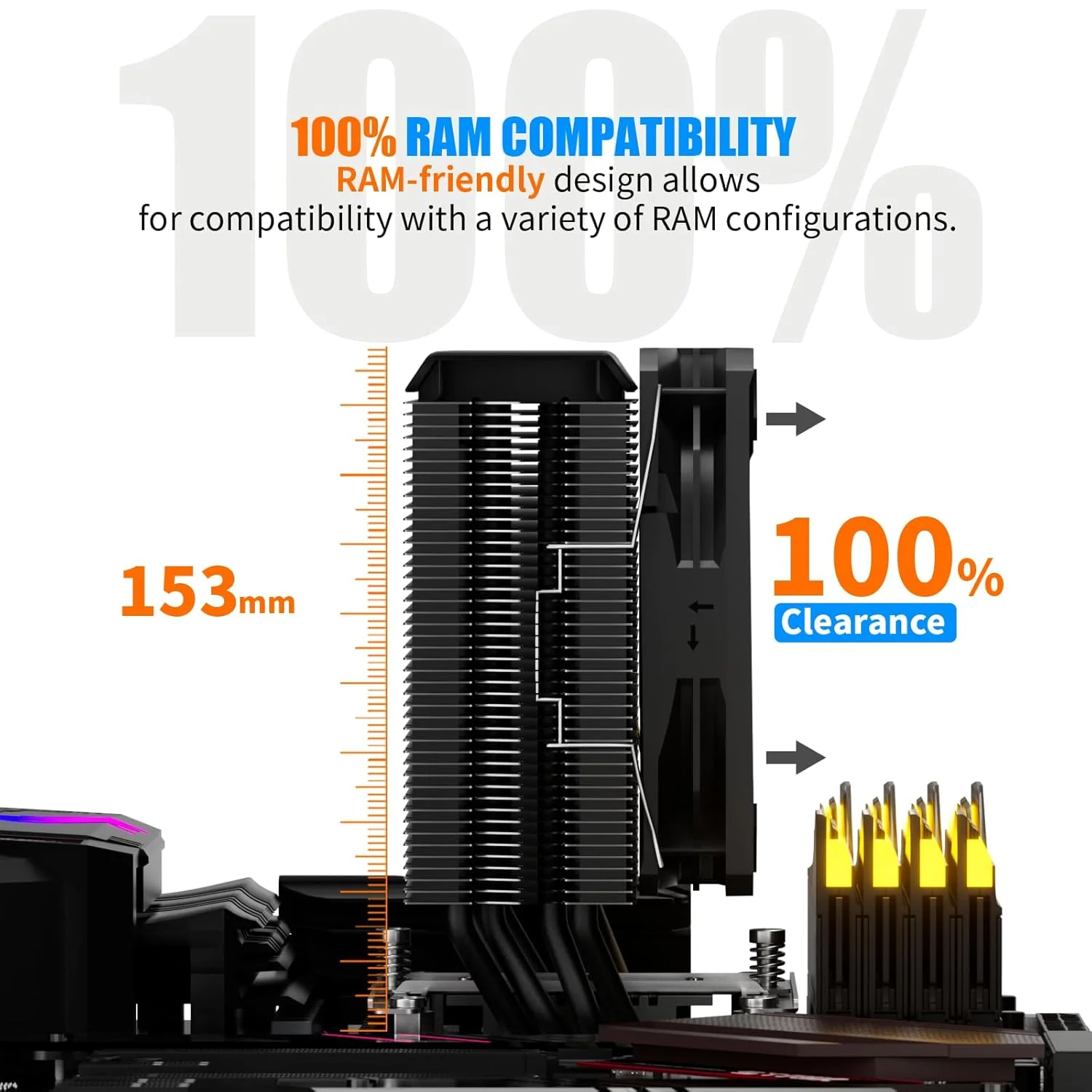 خنک کننده پردازنده بادی upHere P4K با 4 لوله حرارتی مسی 6 میلی متری و فن 120 میلی متری PWM 1800RPM 77.93CFM برای Intel LGA 2011/2066 (Mainboard X79/X99)/1700/1200/1150/1121/1155/1156/1366/AMD AM5/AM4