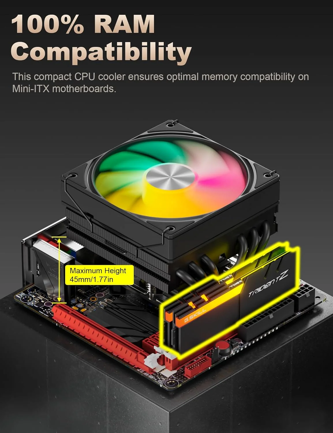 upHere 180W TDP Top Flow CPU Cooler with Φ6mm*6 High Performance Copper Heat Pipes,120mm ARGB Fan CPU Cooler 1650rmp,CPU Air Cooler Compatible with Intel LGA 1851/1700/2011/2066 AMD AM5/AM4/AM3,H85KC6