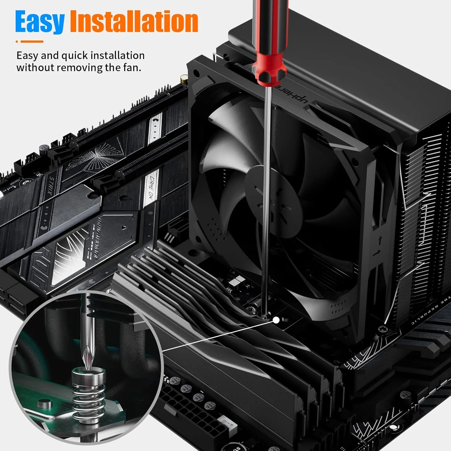 خنک کننده پردازنده بادی upHere P4K با 4 لوله حرارتی مسی 6 میلی متری و فن 120 میلی متری PWM 1800RPM 77.93CFM برای Intel LGA 2011/2066 (Mainboard X79/X99)/1700/1200/1150/1121/1155/1156/1366/AMD AM5/AM4